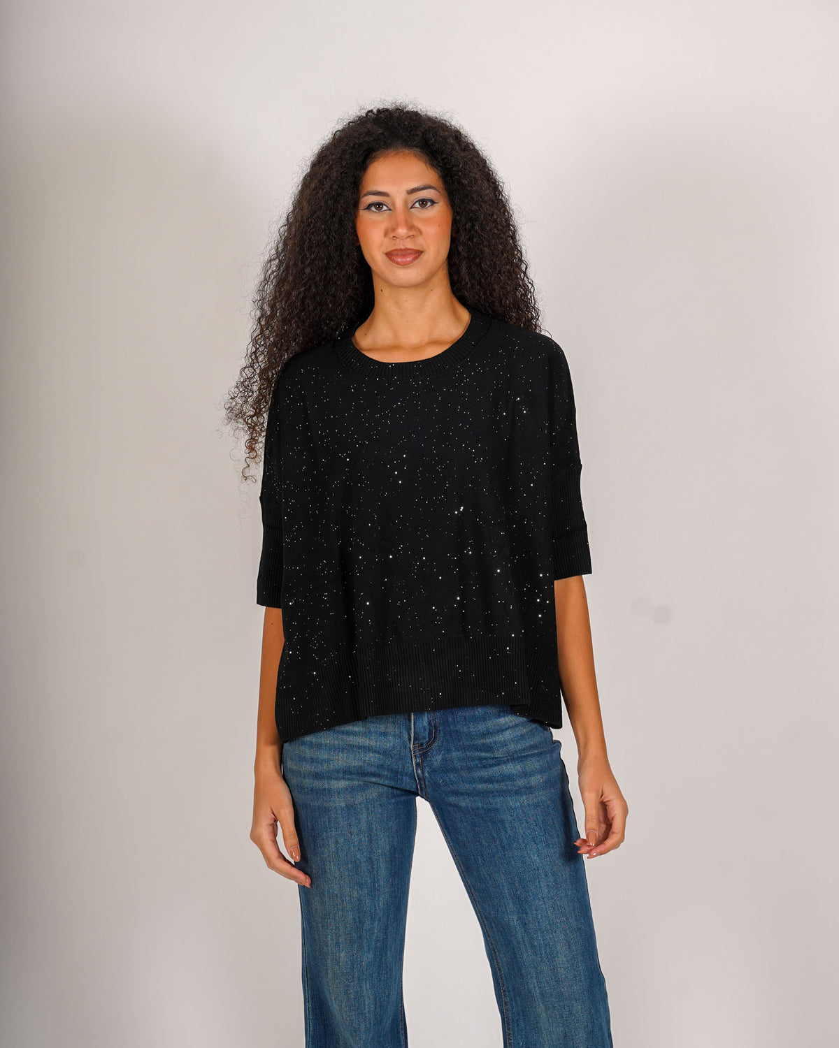 Maglia girocollo full paillettes - Emiliana