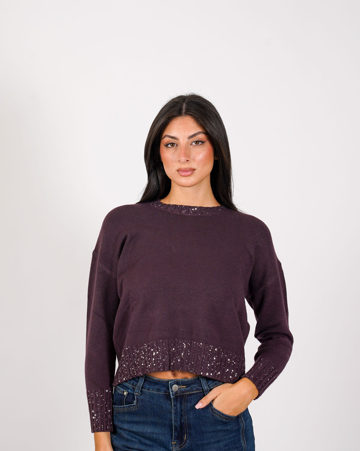 Maglia girocollo con dettagli in lurex - Sarda