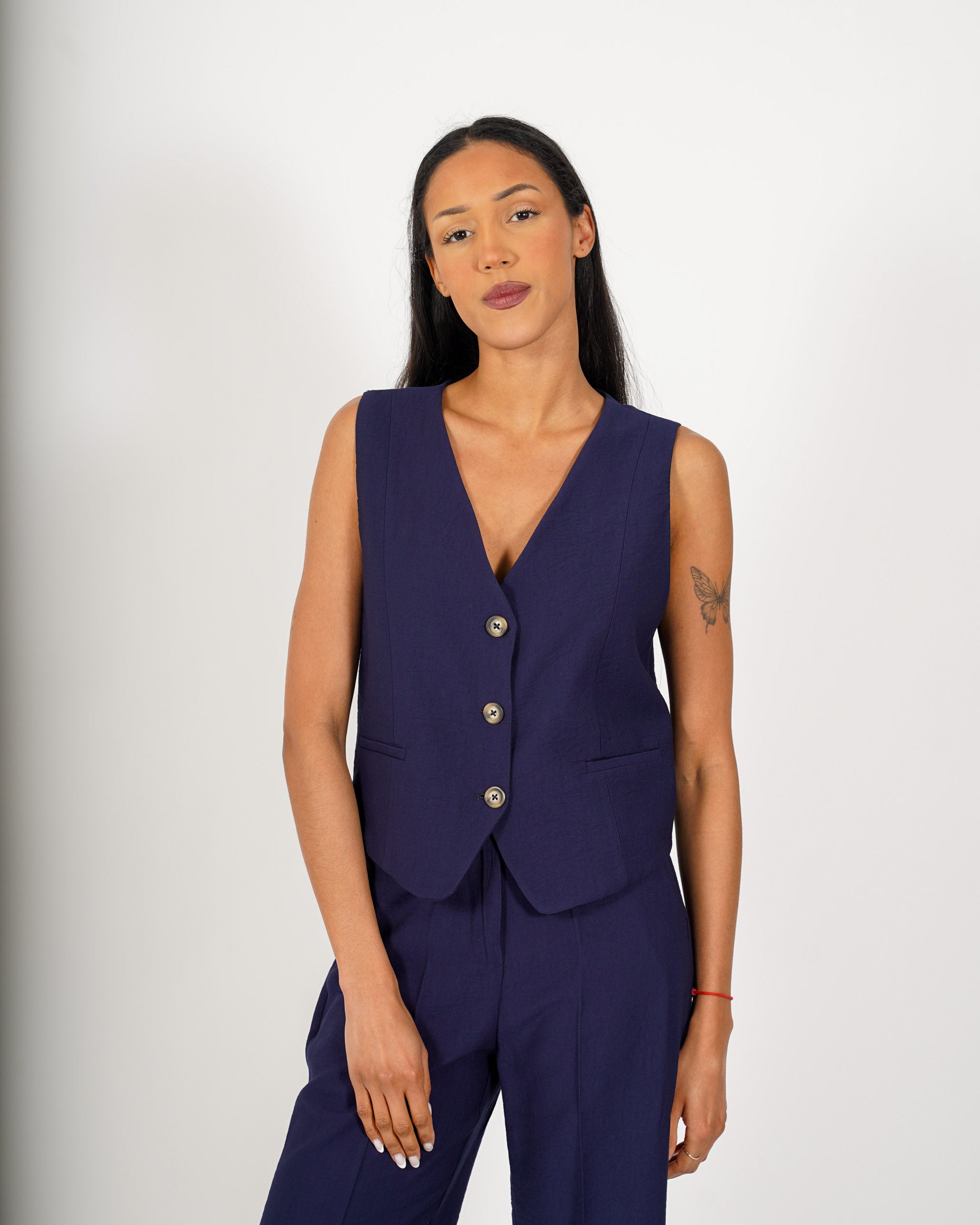 Coordinato gilet monopetto e pantaloni regular fit - Acandia