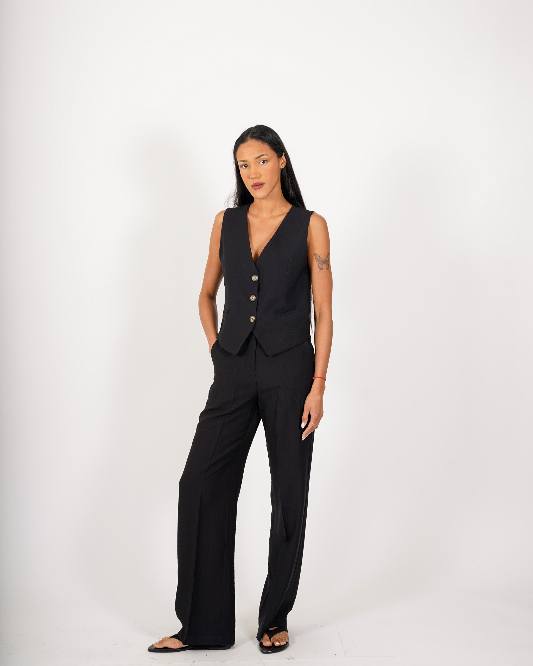 Coordinato gilet monopetto e pantaloni regular fit - Acandia