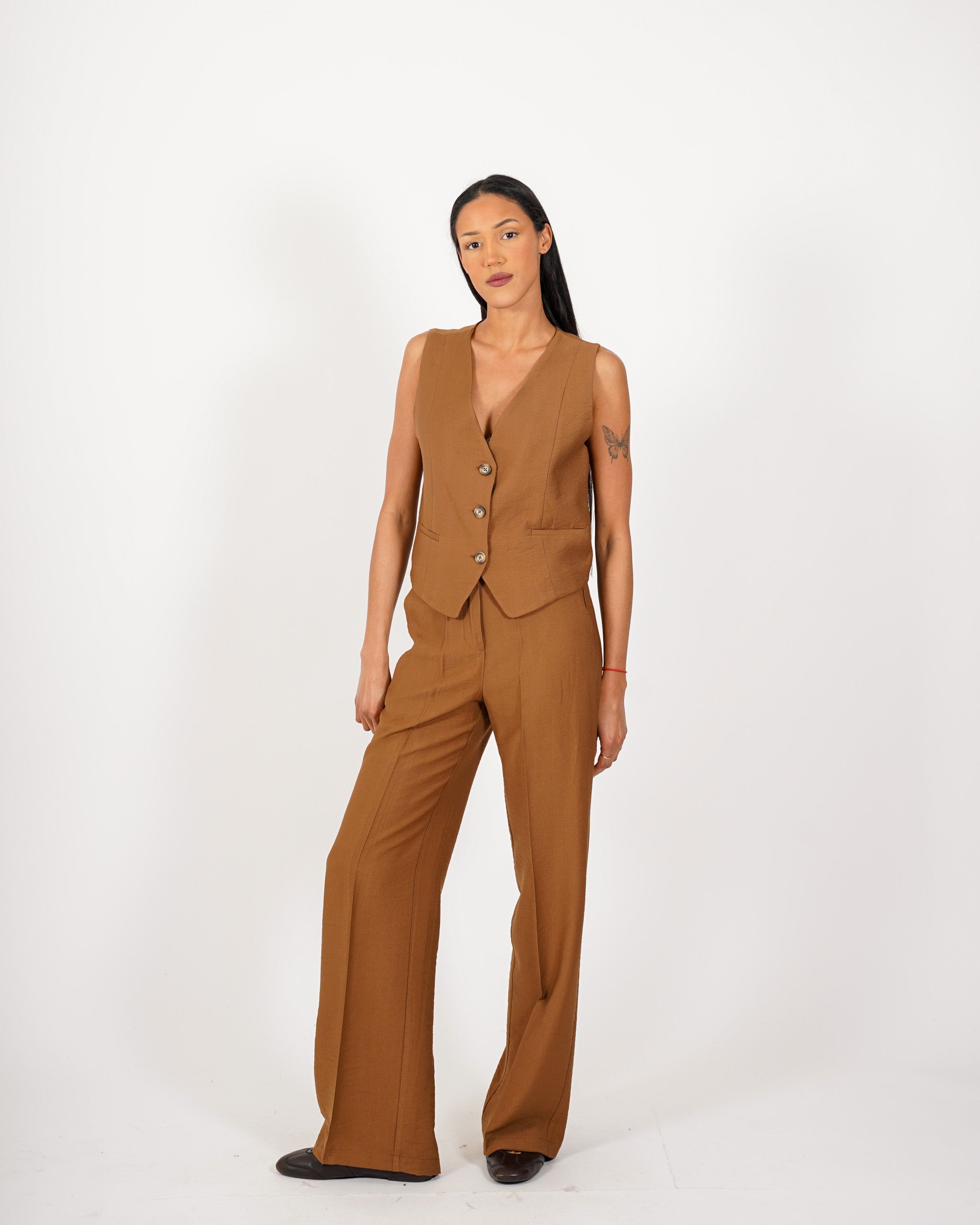Coordinato gilet monopetto e pantaloni regular fit - Acandia