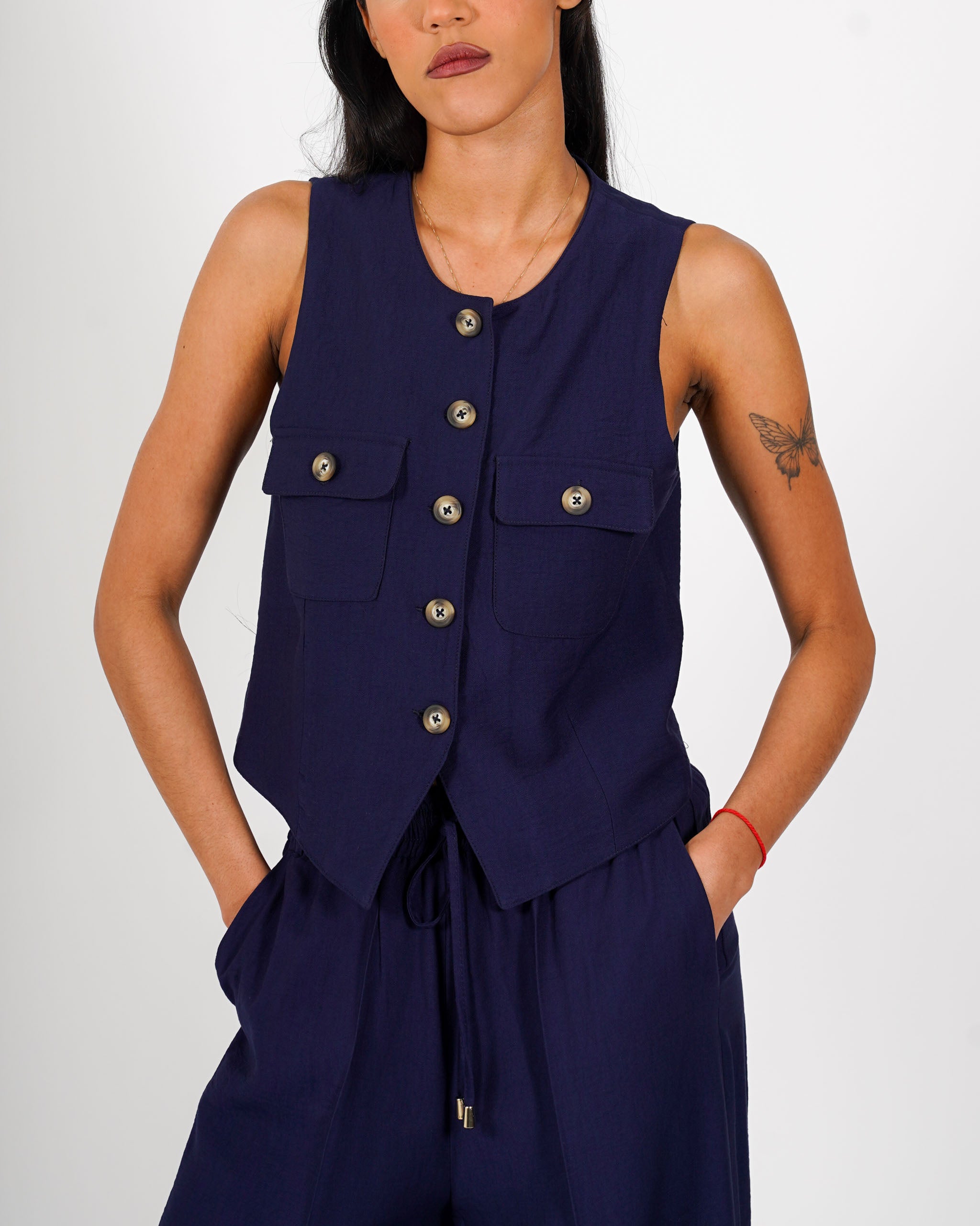Coordinato gilet monopetto e pantalone regular fit - Calinda