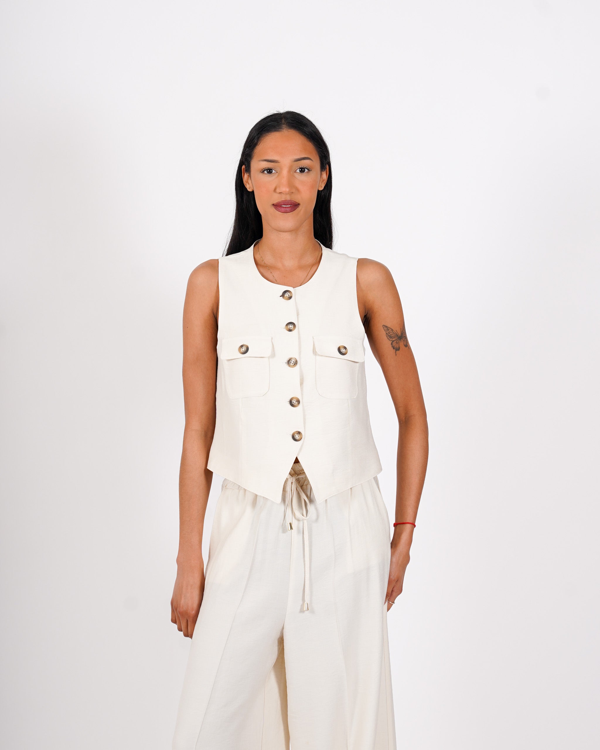 Coordinato gilet monopetto e pantalone regular fit - Calinda