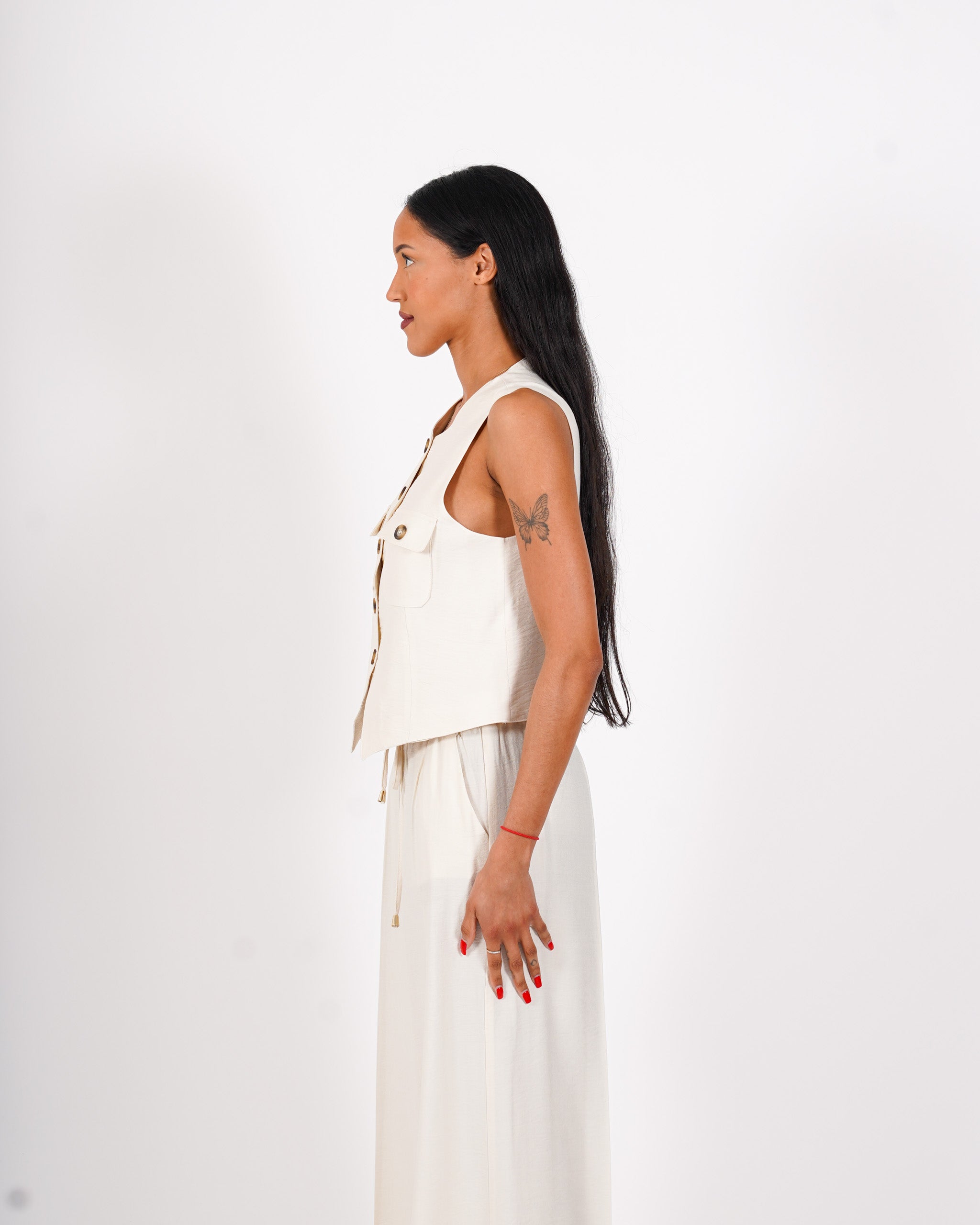Coordinato gilet monopetto e pantalone regular fit - Calinda