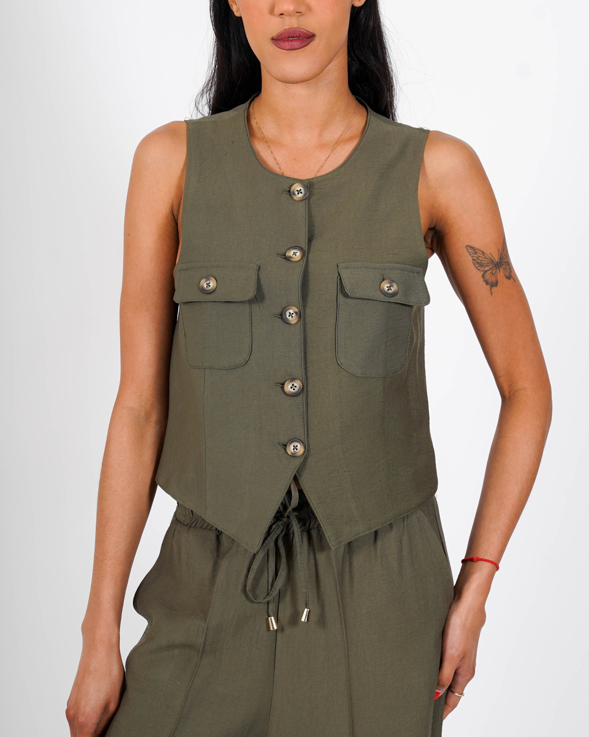Coordinato gilet monopetto e pantalone regular fit - Calinda