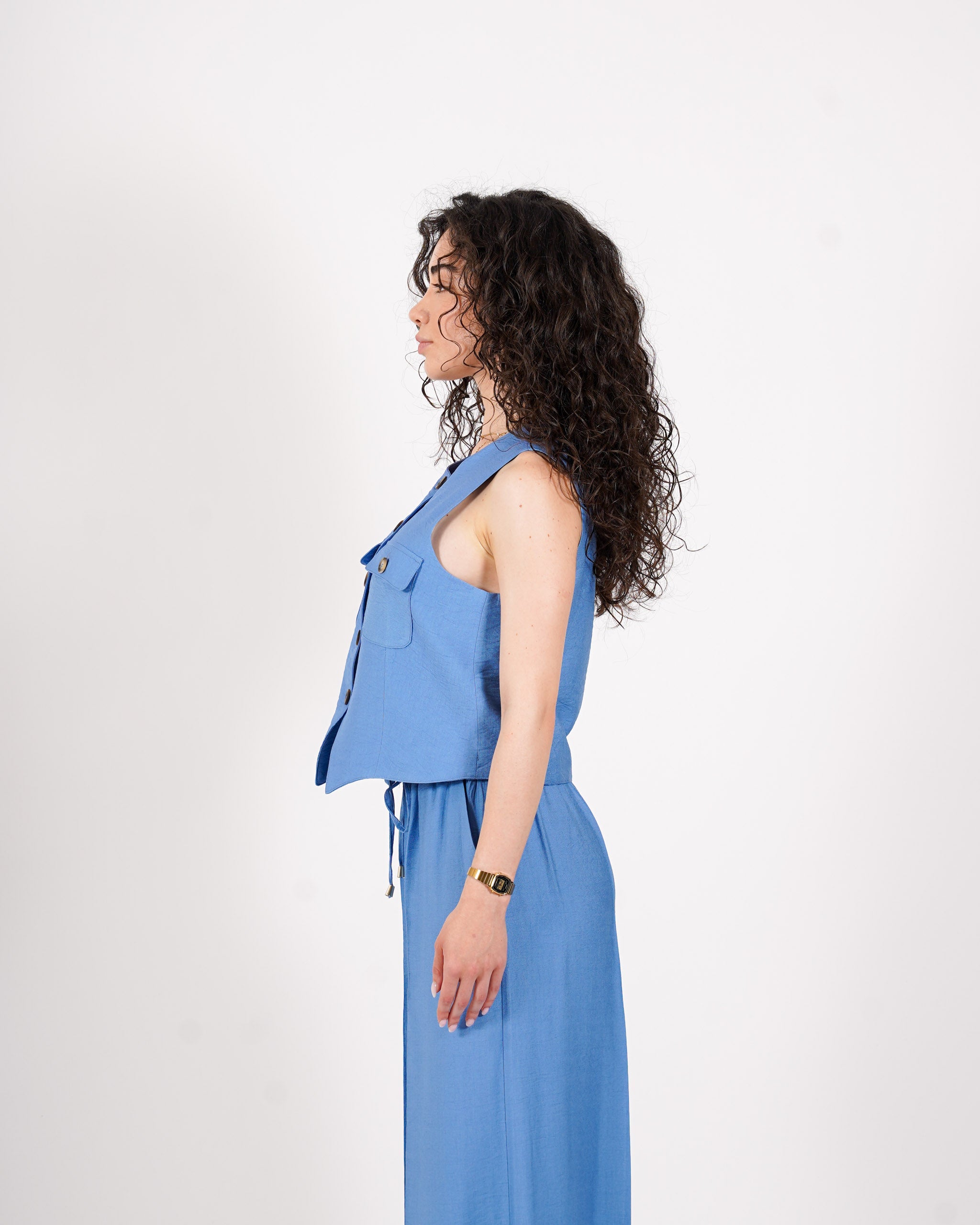 Coordinato gilet monopetto e pantalone regular fit - Calinda