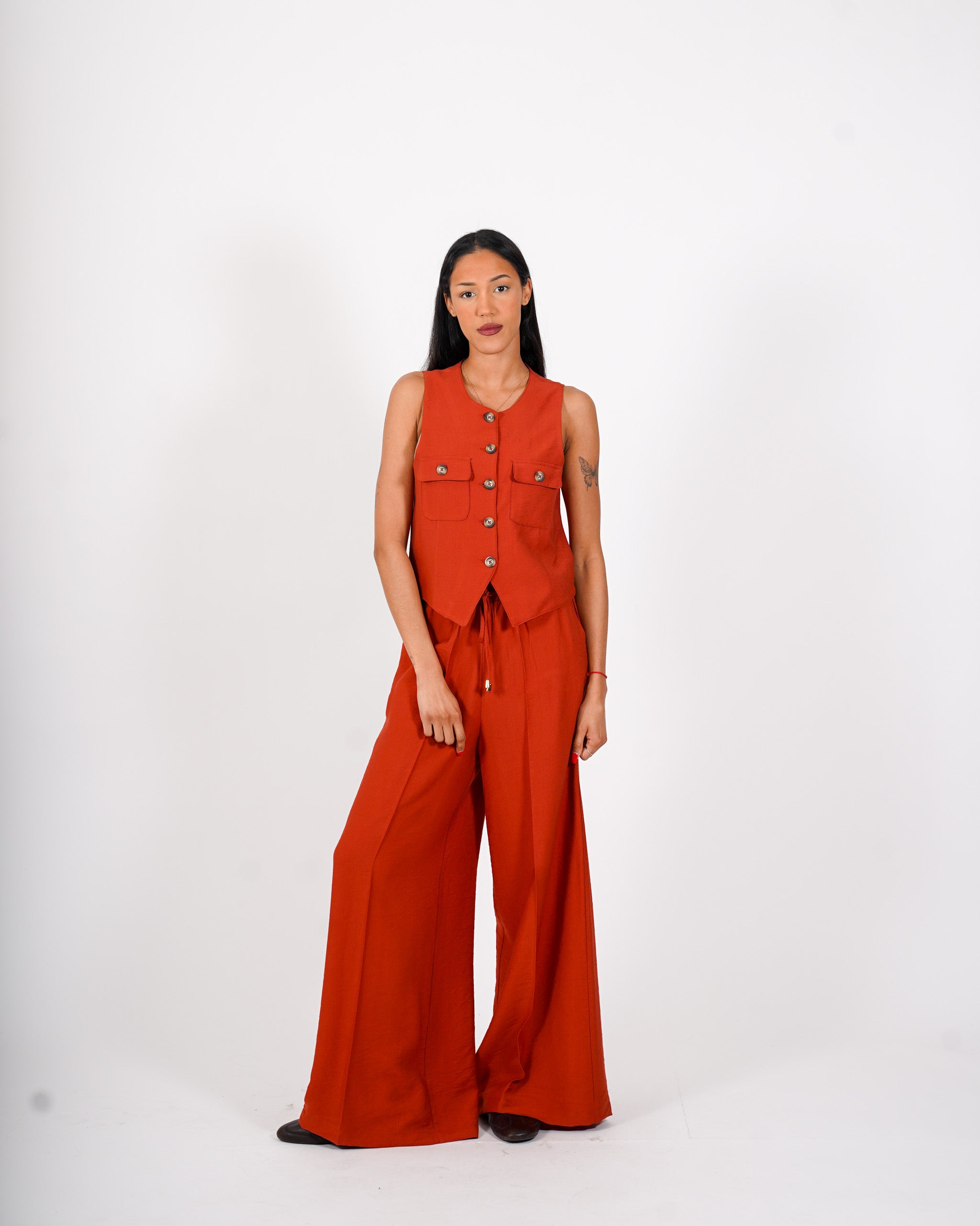 Coordinato gilet monopetto e pantalone regular fit - Calinda