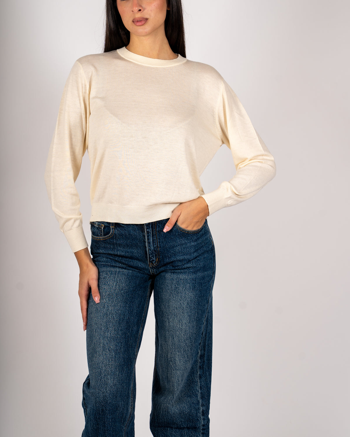 Maglia girocollo in mano merinos - Tayra