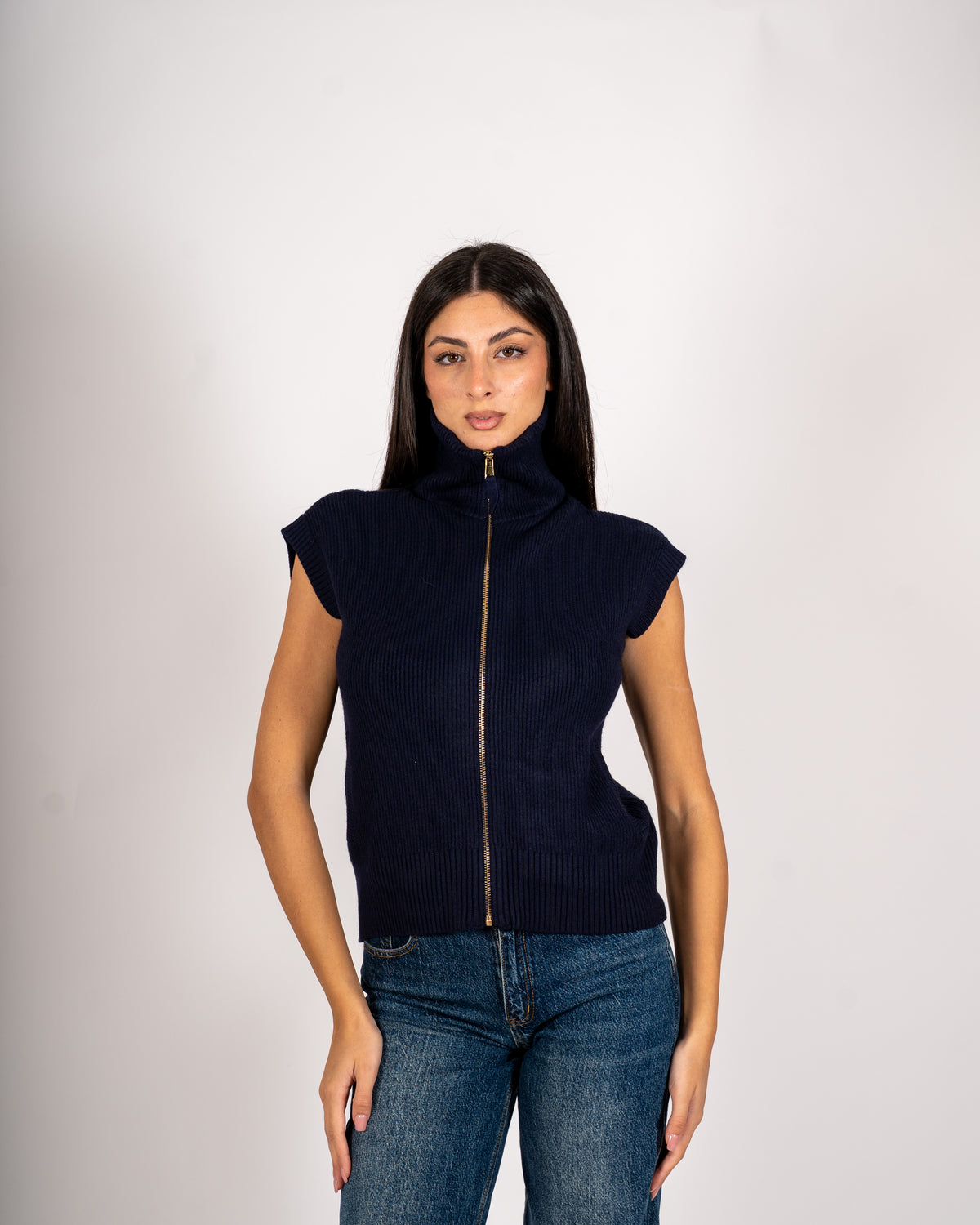 Gilet a costa con zip in mano viscosa - Turbata