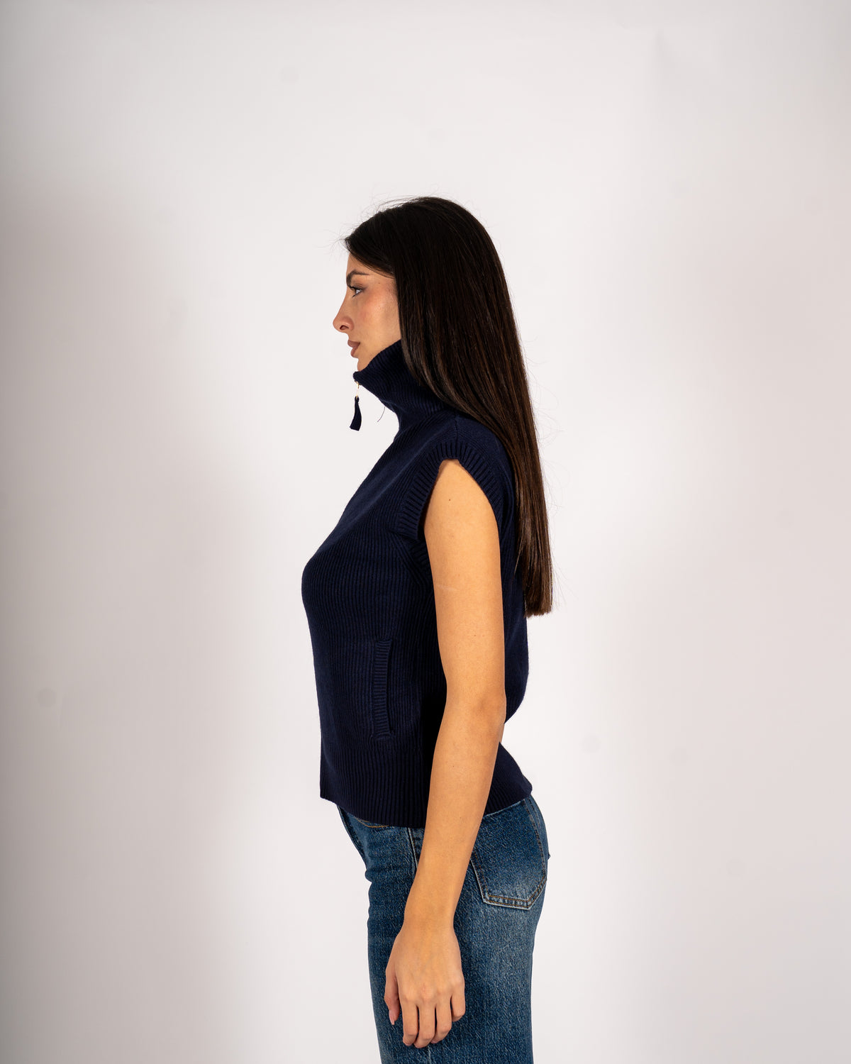 Gilet a costa con zip in mano viscosa - Turbata