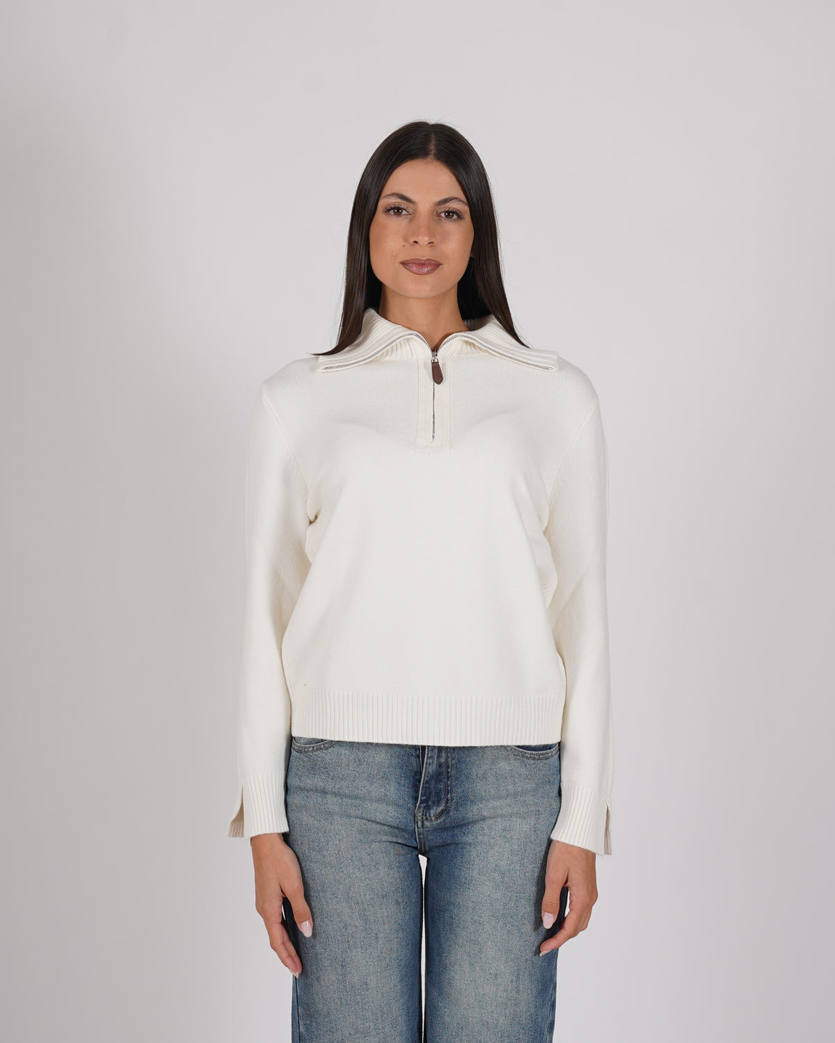 Maglia con collo a polo e zip - Solitaria