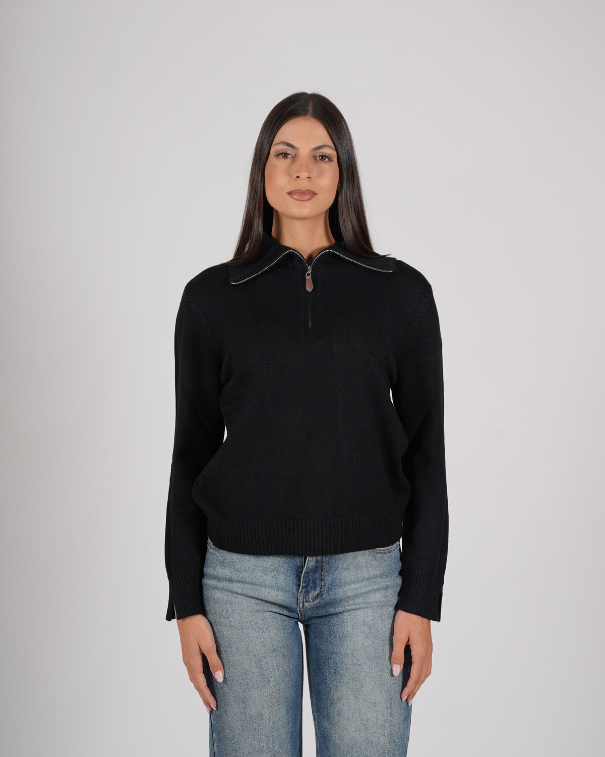 Maglia con collo a polo e zip - Solitaria