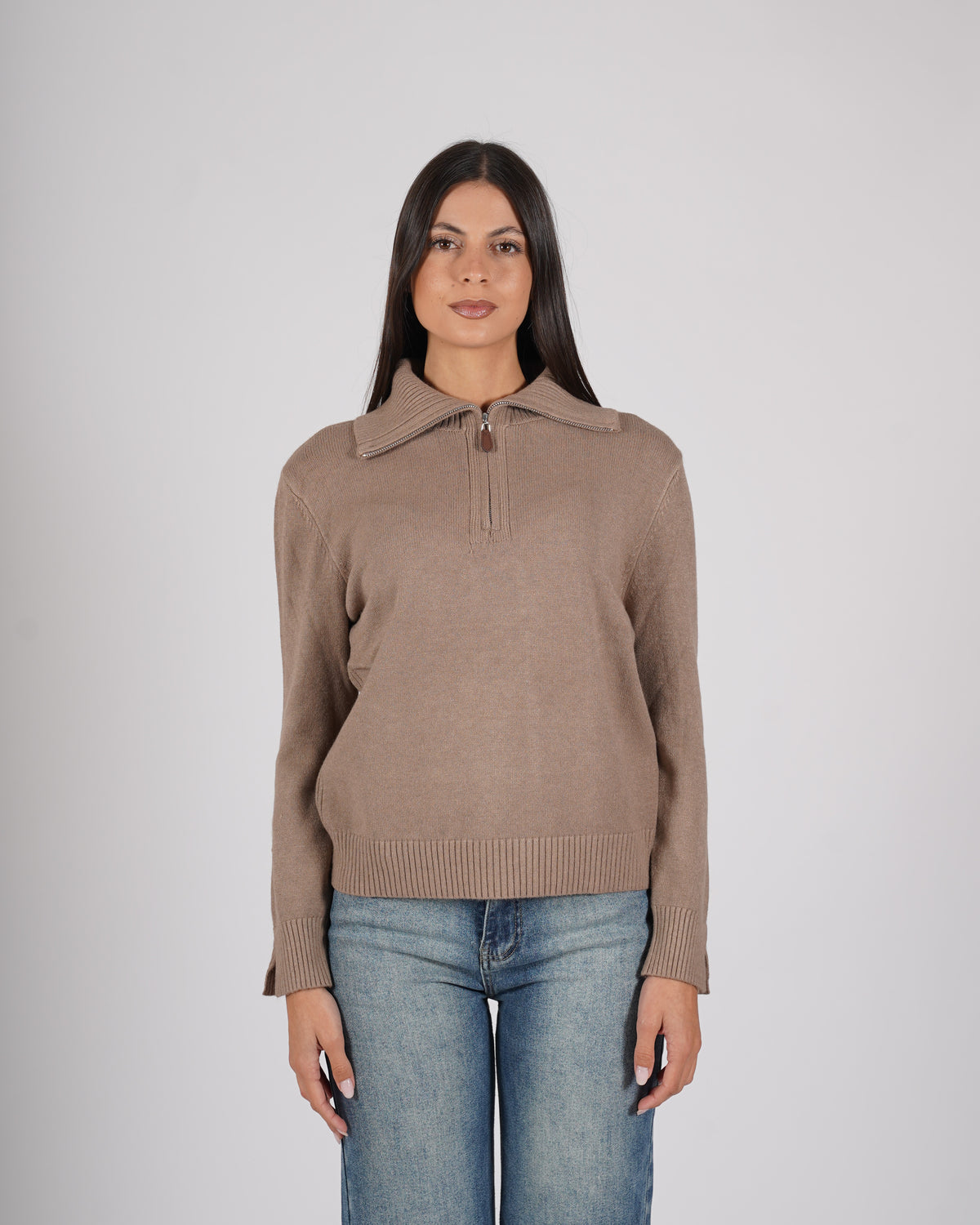 Maglia con collo a polo e zip - Solitaria