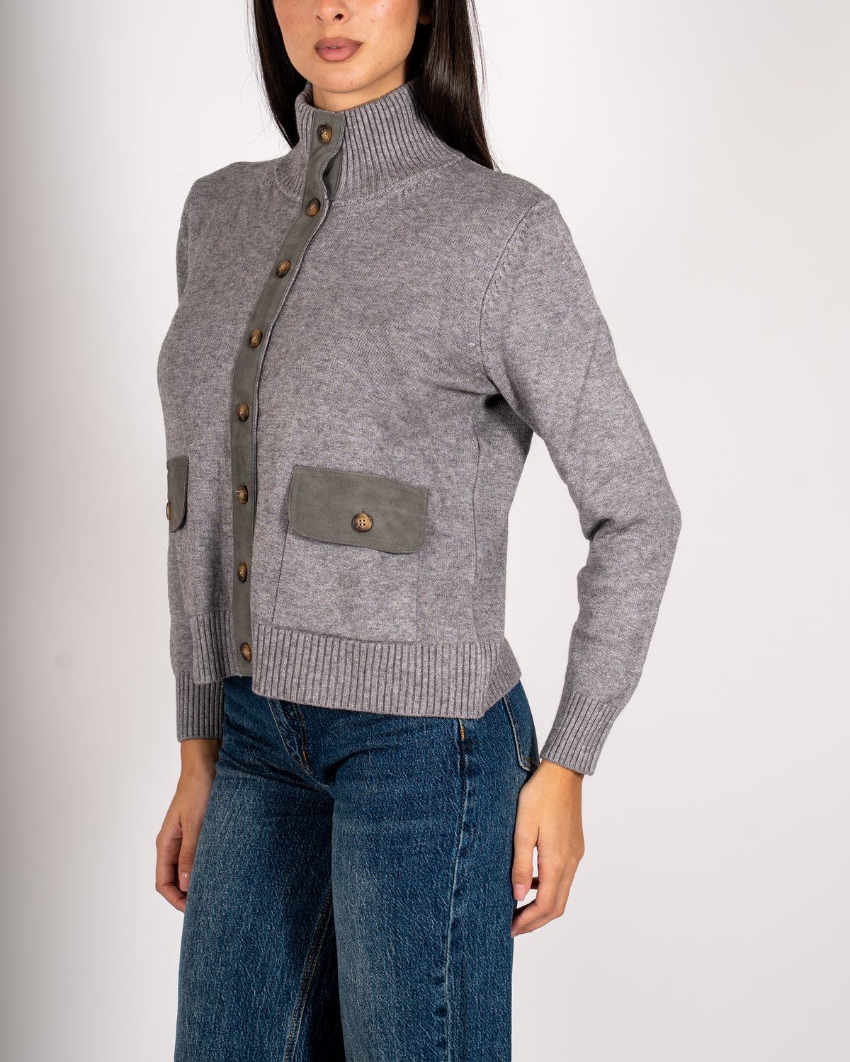 Cardigan in maglia con profilo in contrasto - Rubata