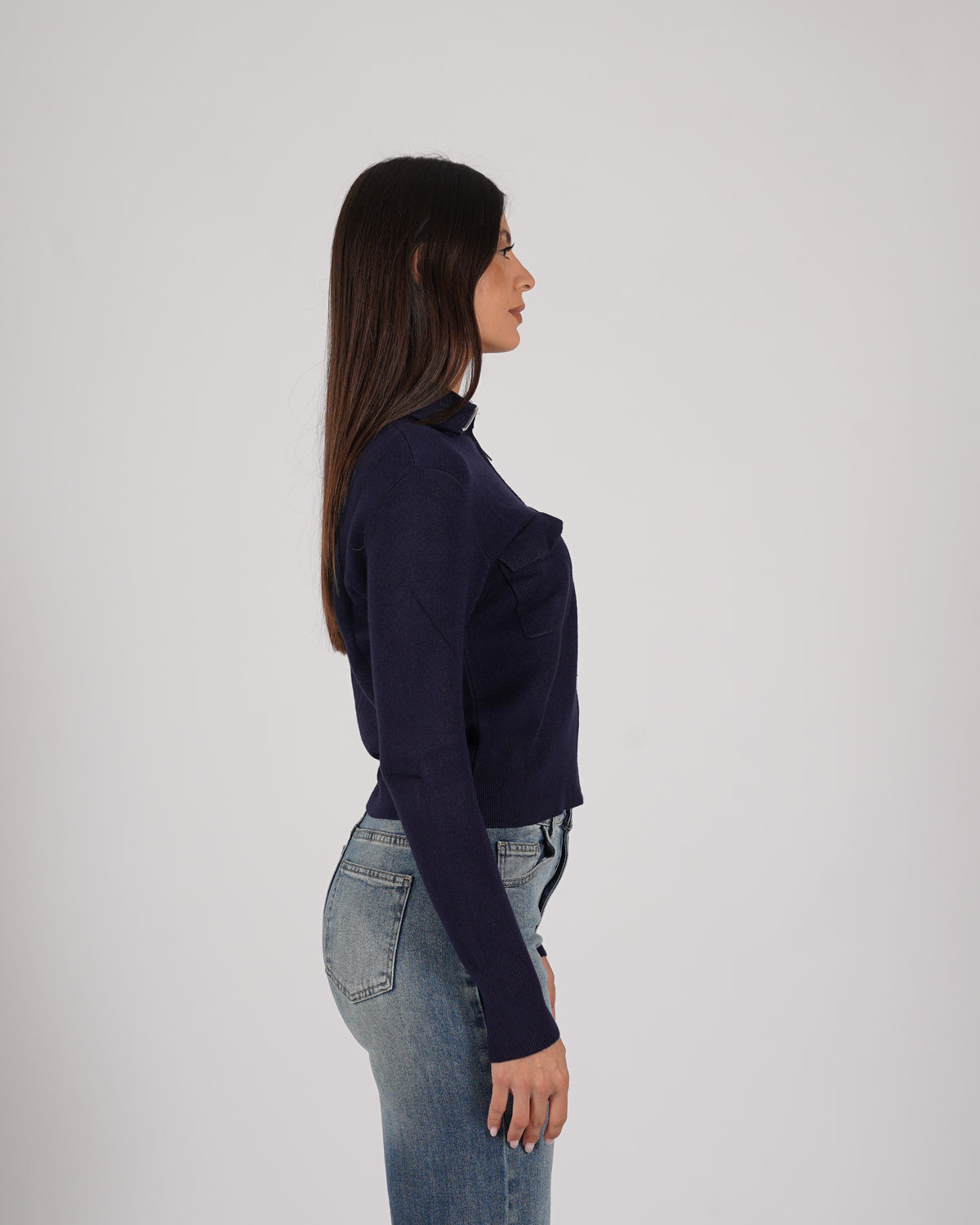 Cardigan slim con zip e tasche frontali - Docile