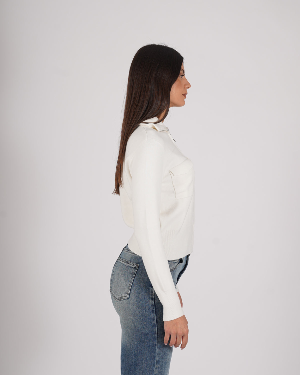 Cardigan slim con zip e tasche frontali - Docile