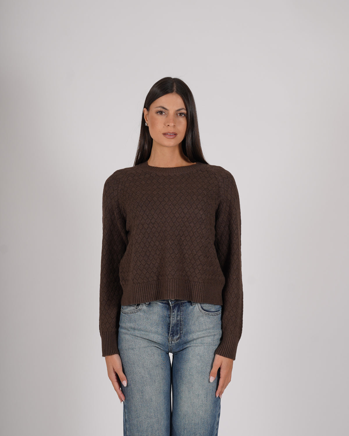 Maglia girocollo in trama punto canestro - Fragile