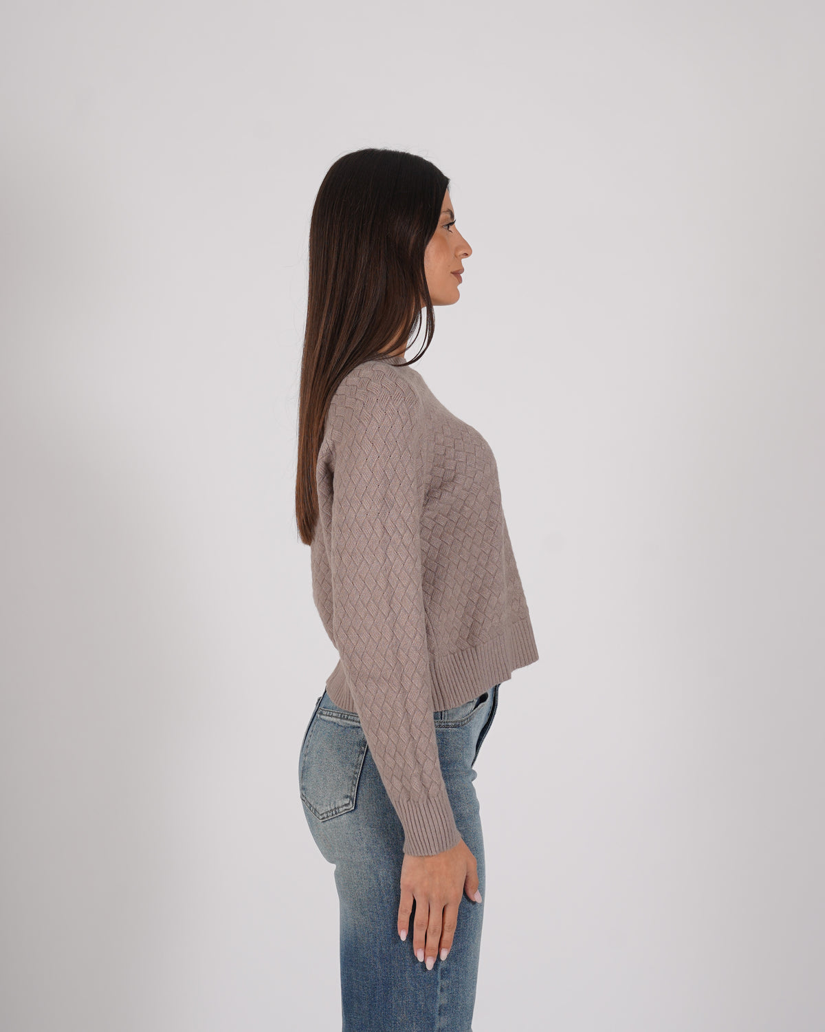 Maglia girocollo in trama punto canestro - Fragile