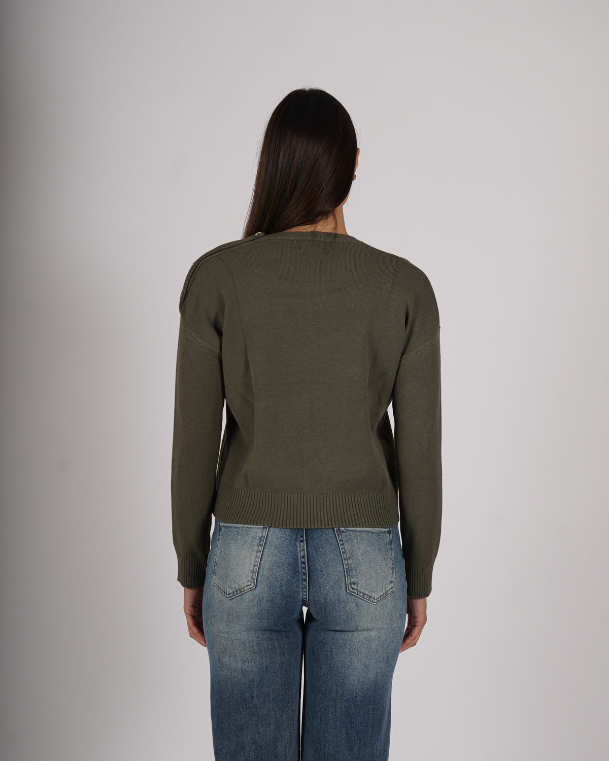 Maglia girocollo con bottoni oro - Morbida