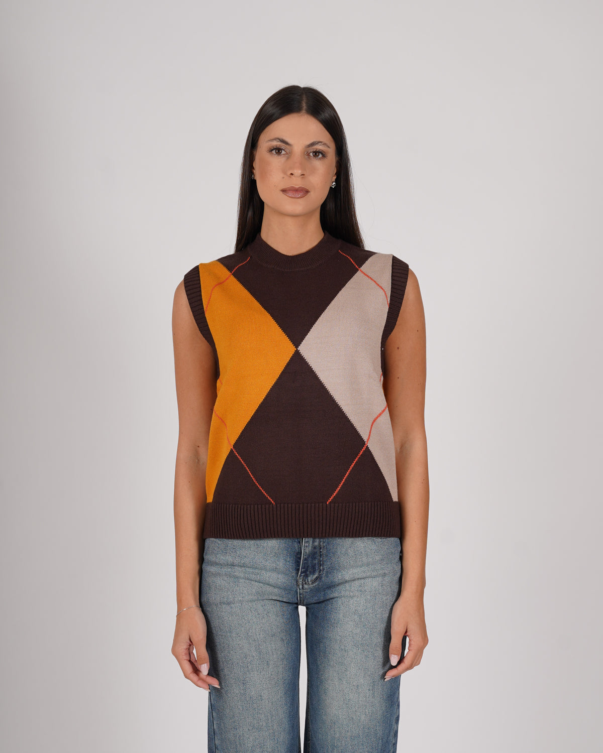 Gilet con losanghe in mano viscosa - Lucente