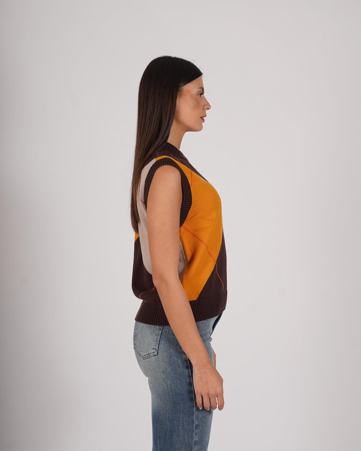 Gilet con losanghe in mano viscosa - Lucente