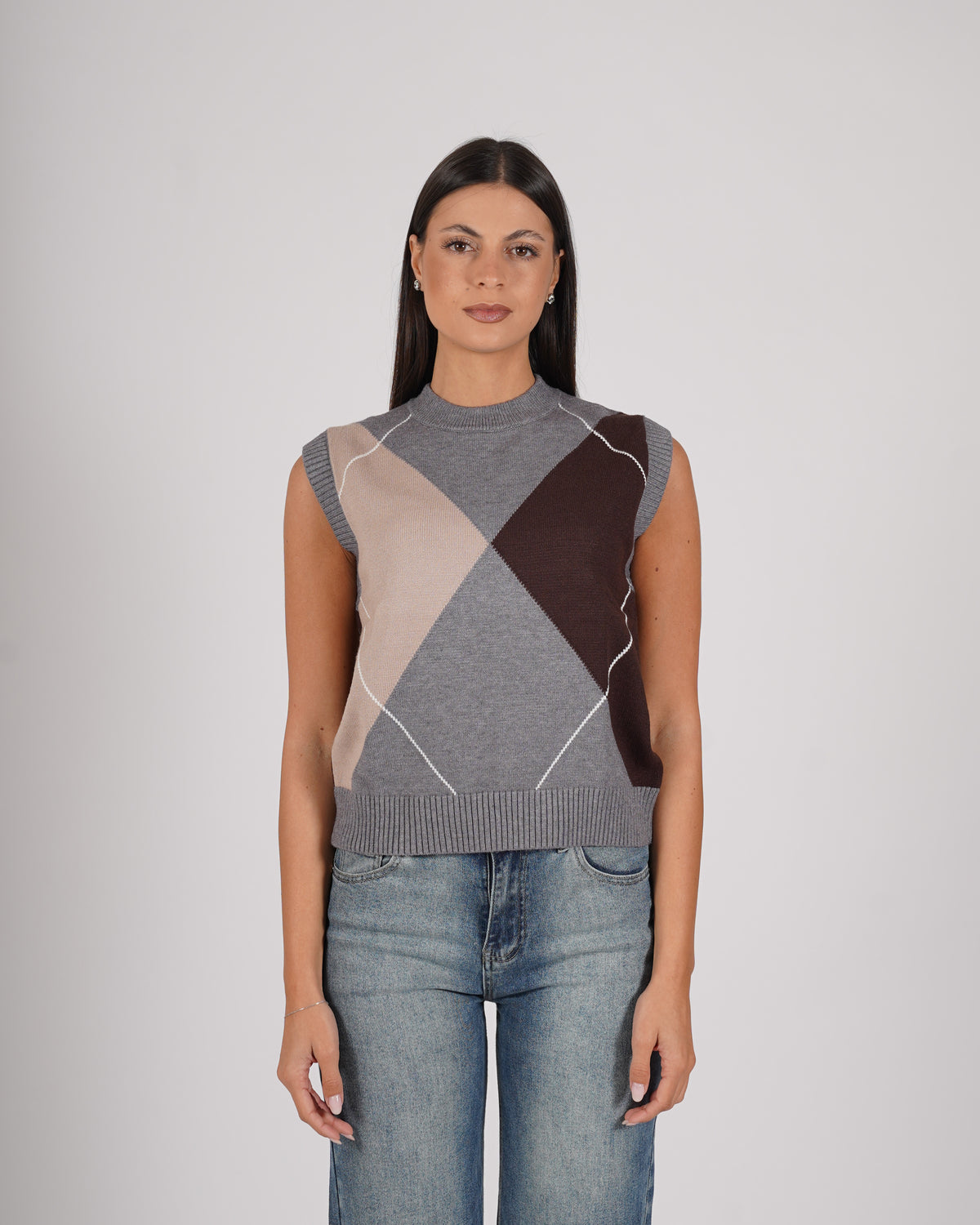 Gilet con losanghe in mano viscosa - Lucente