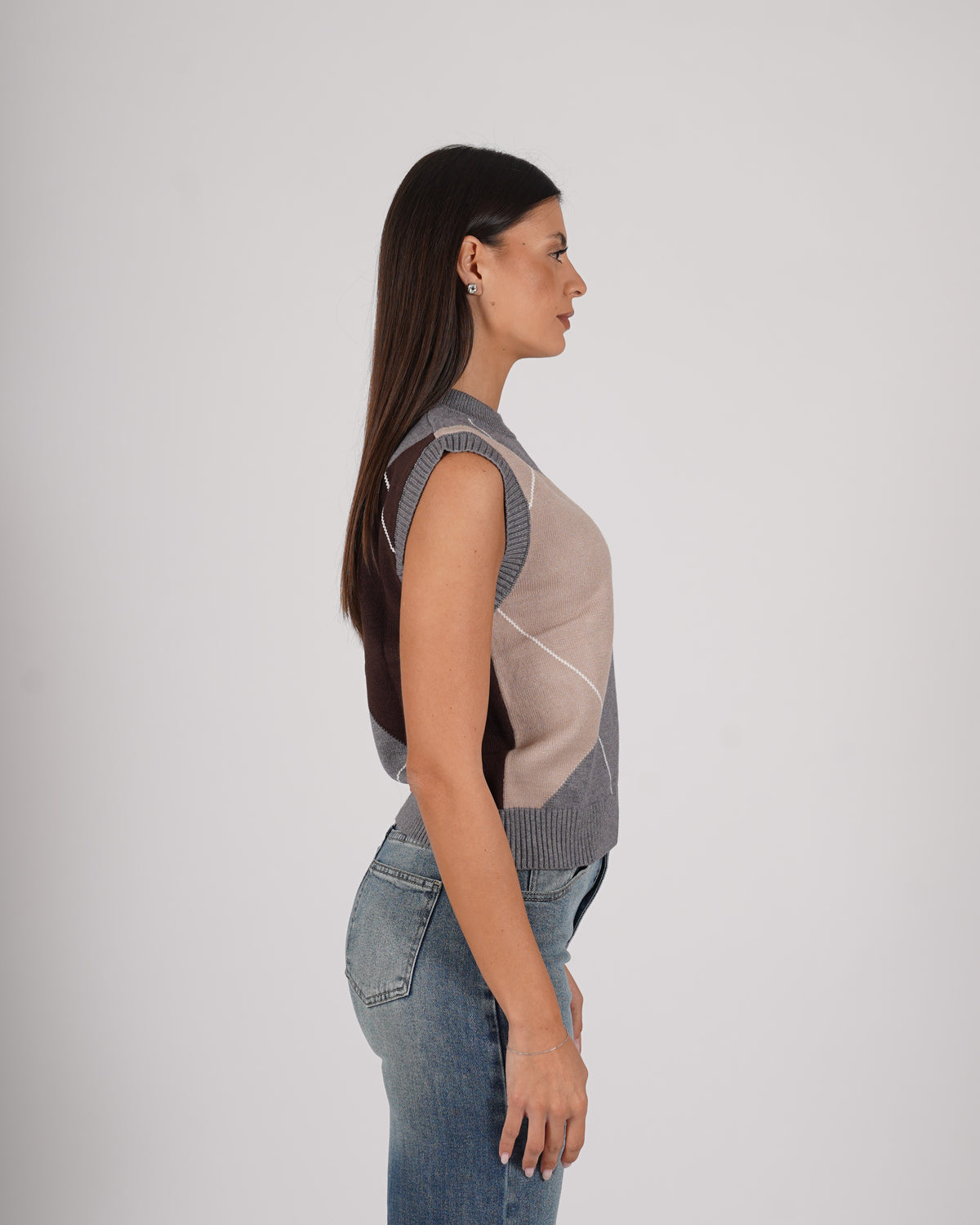 Gilet con losanghe in mano viscosa - Lucente