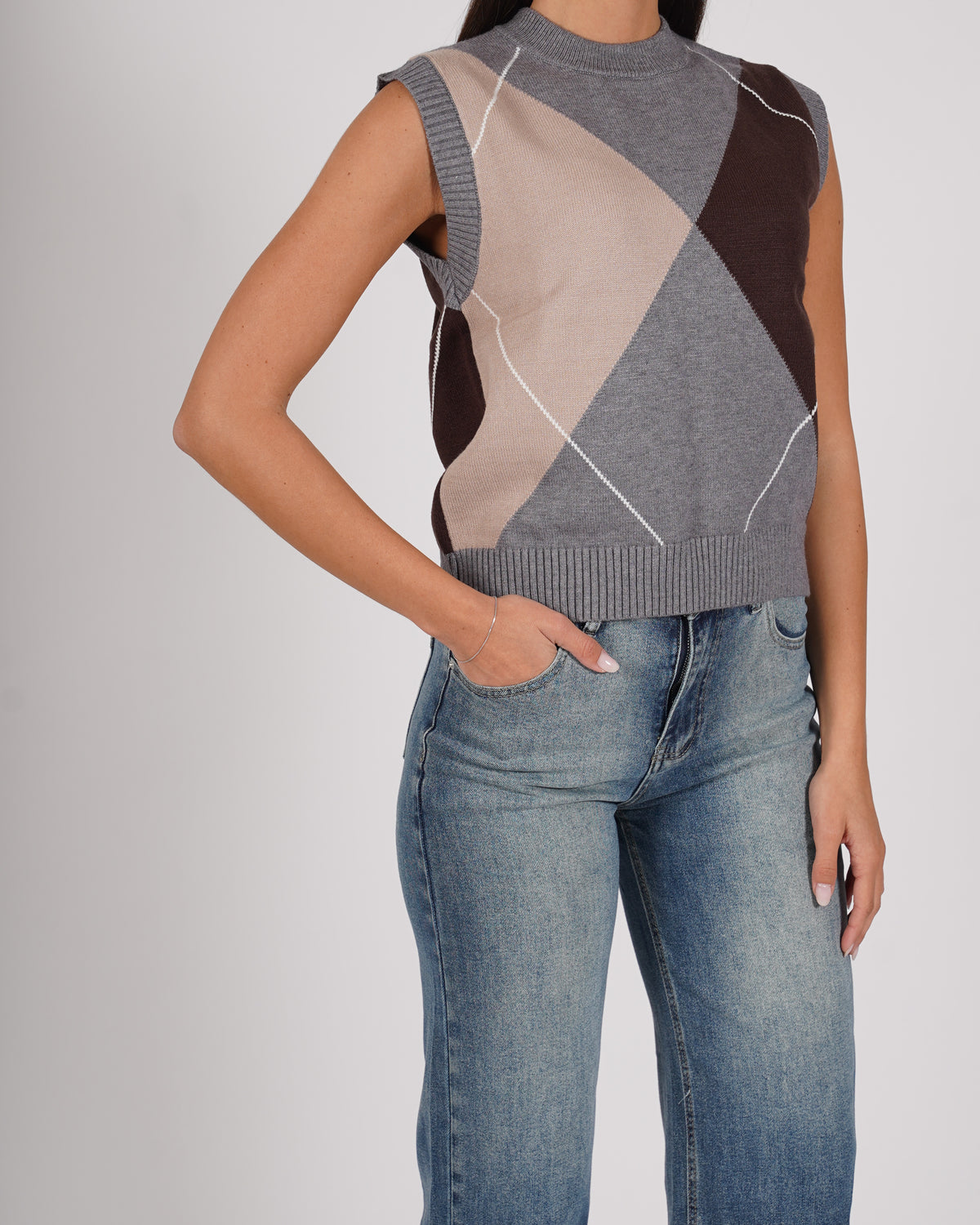 Gilet con losanghe in mano viscosa - Lucente