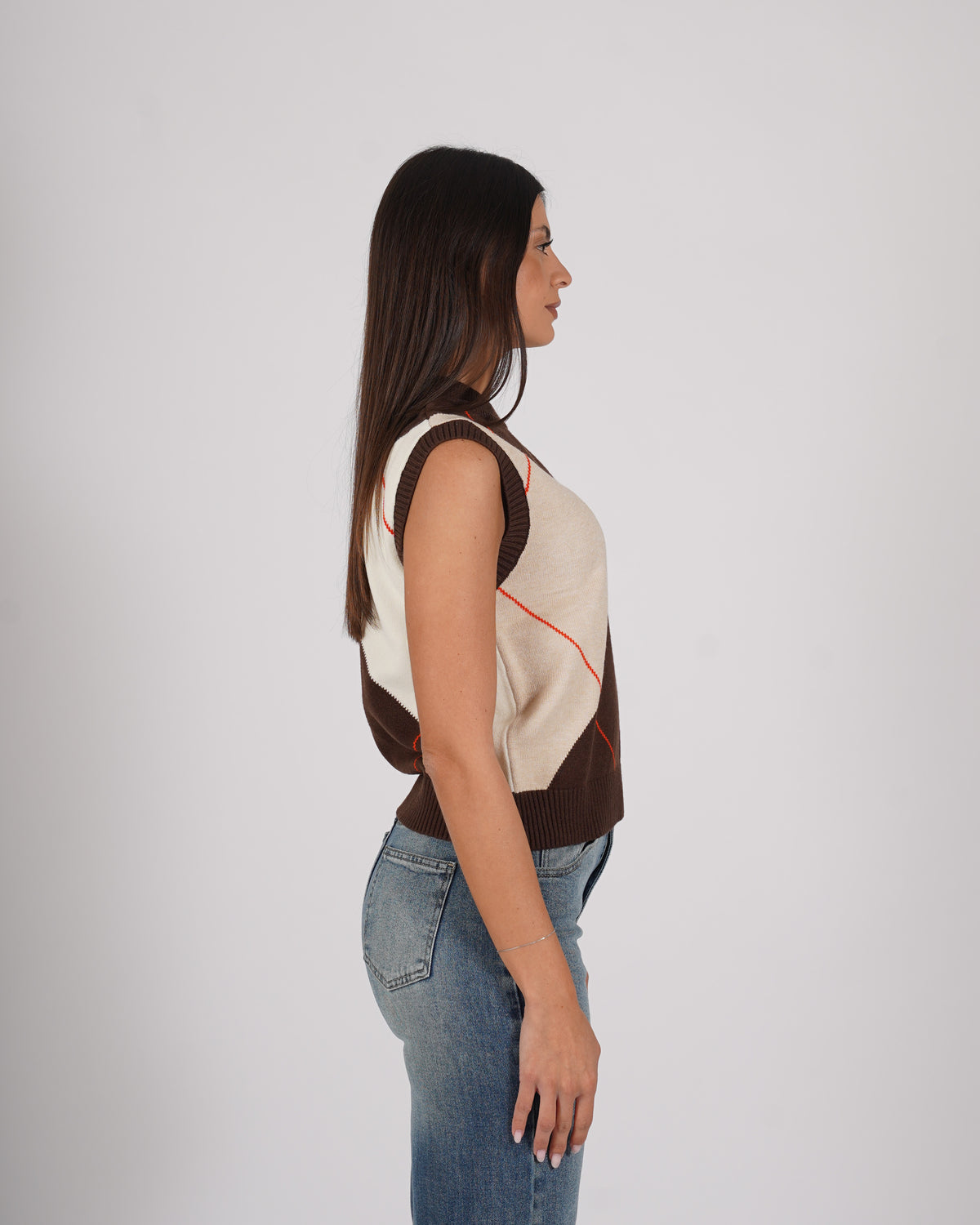 Gilet con losanghe in mano viscosa - Lucente