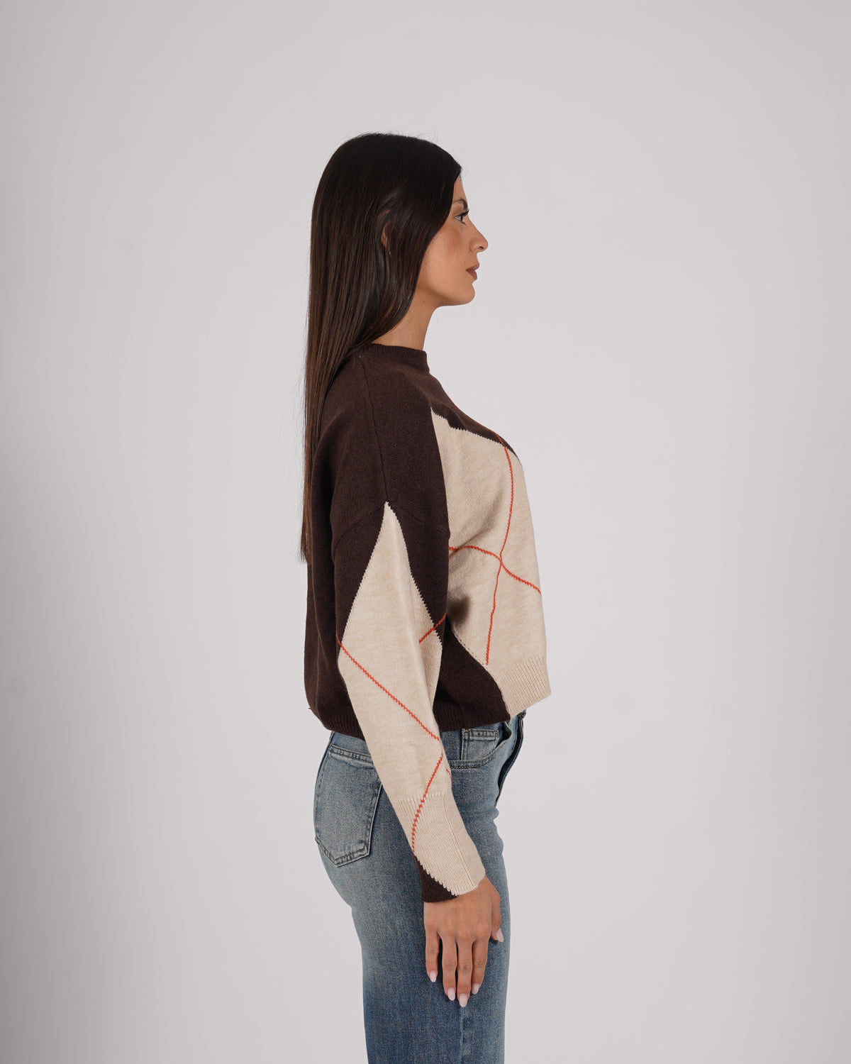 Maglia girocollo con losanghe in mano viscosa - Tremante