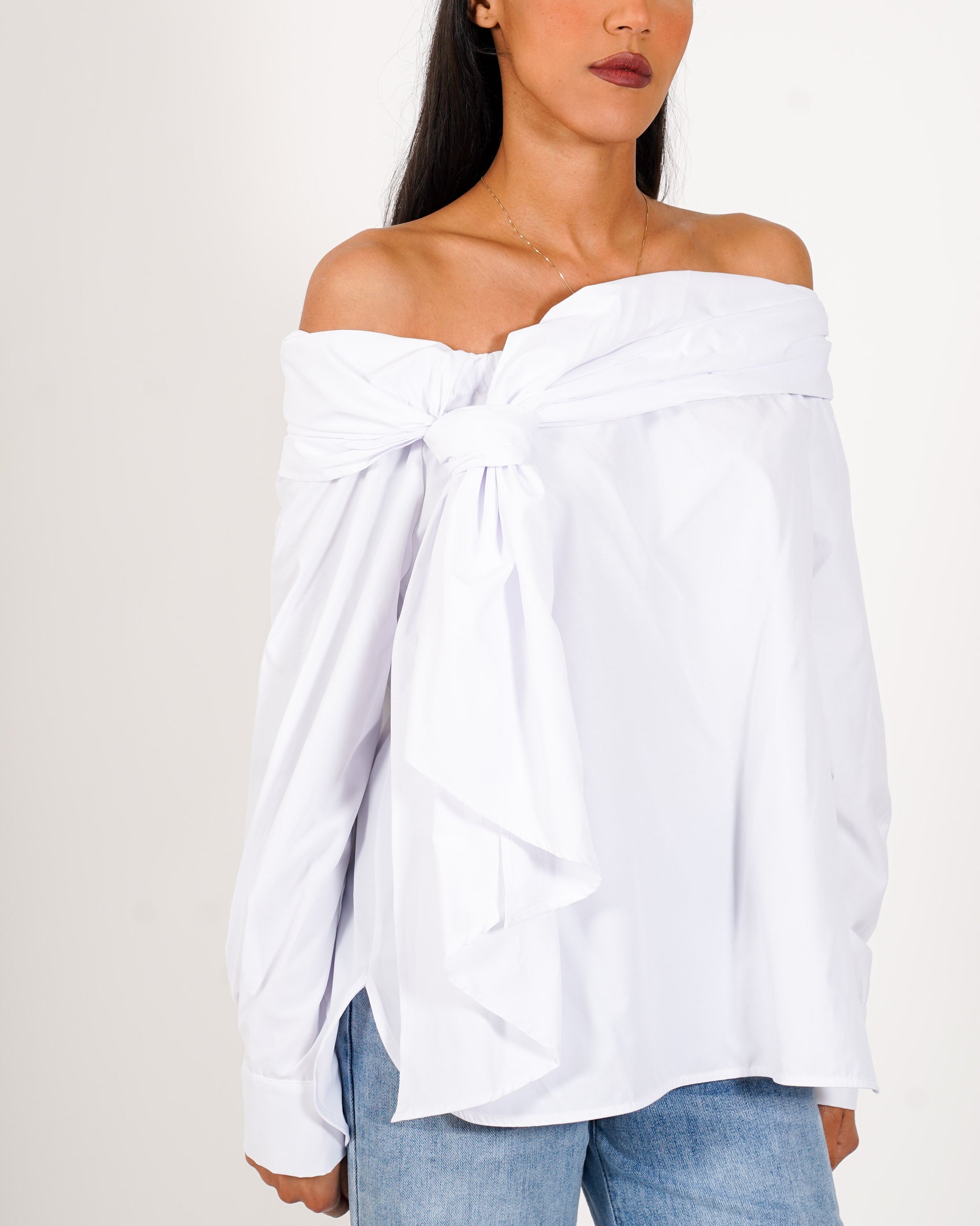 Blusa scollo a barca con nodo - Tragica