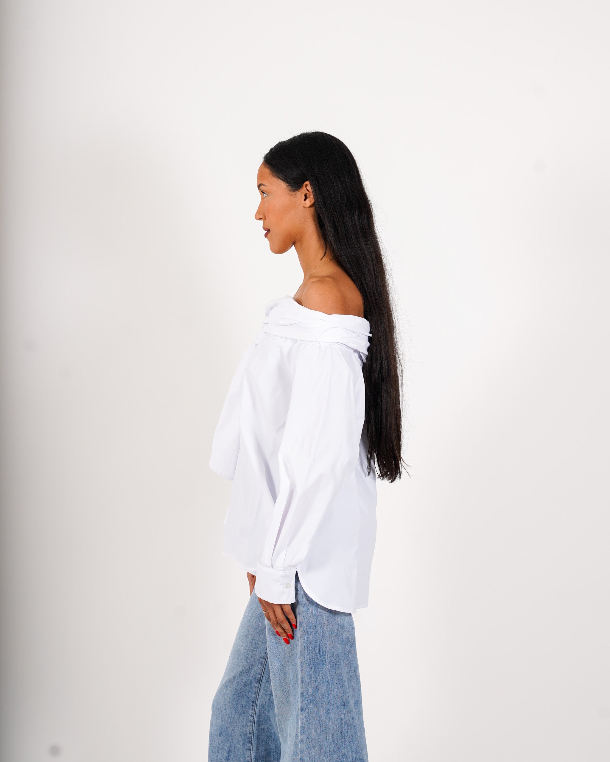 Blusa scollo a barca con nodo - Tragica