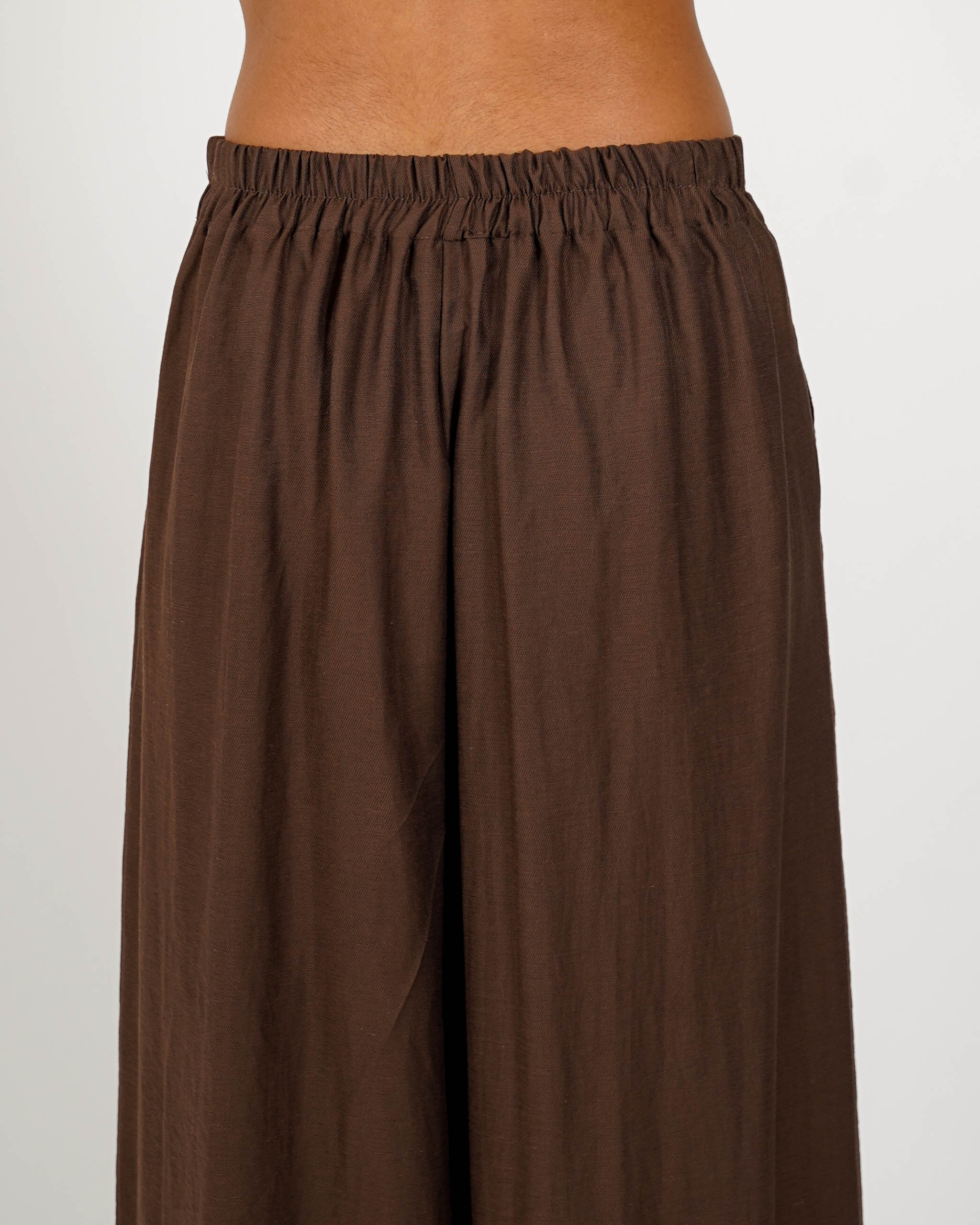 Pantaloni con baschina e gamba larga in lino - Fidata