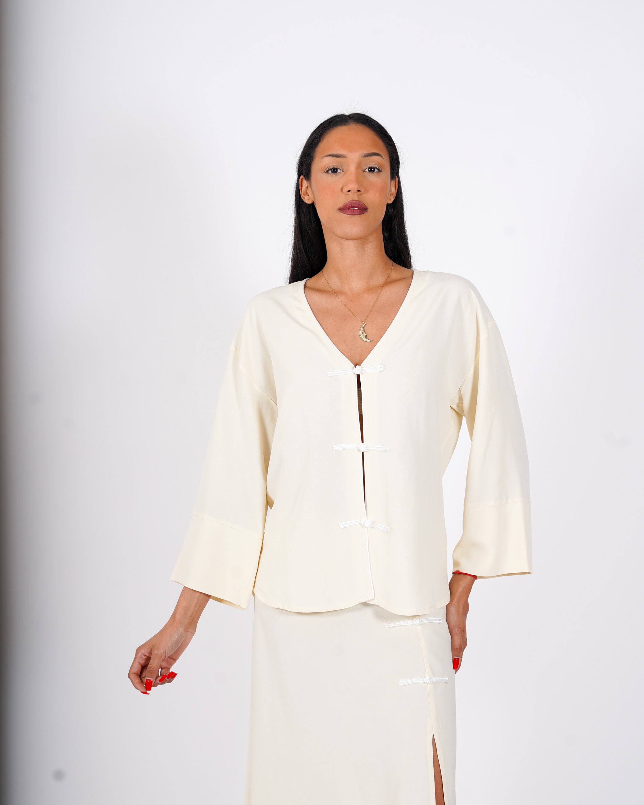 kimono con profilo in contrasto - Colata