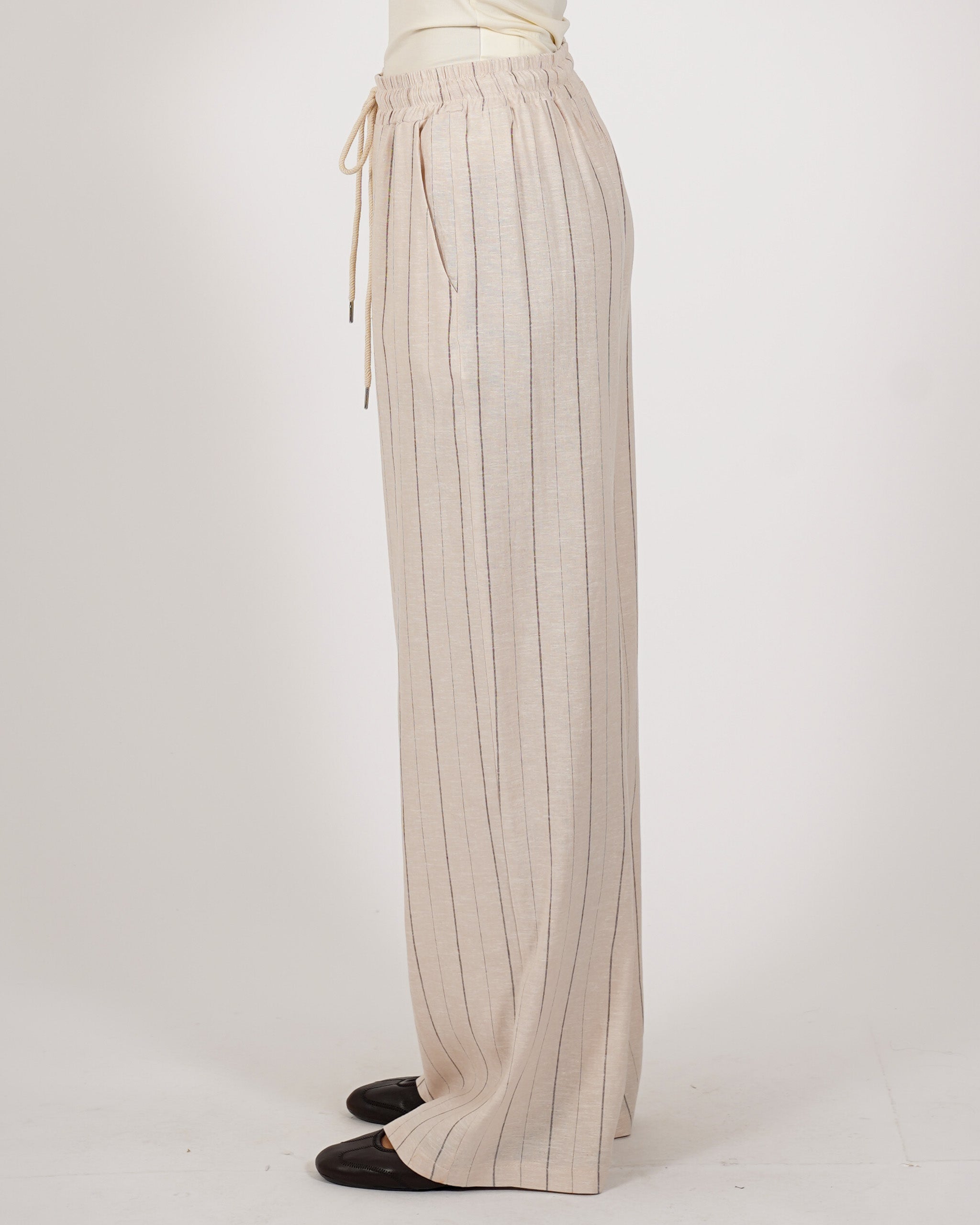 Pantaloni gessati con coulisse in lino - Bastienne