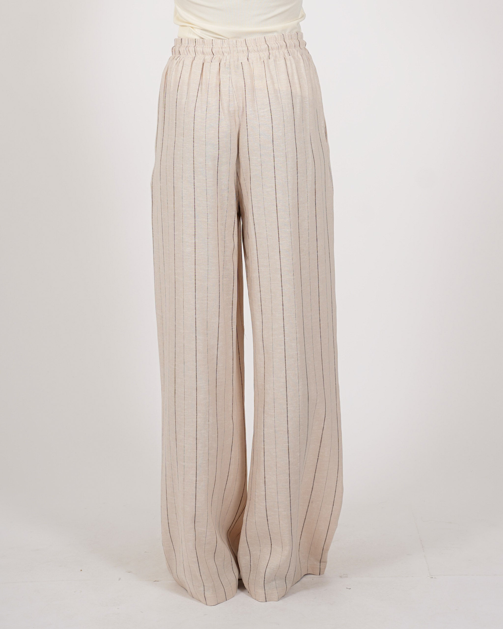 Pantaloni gessati con coulisse in lino - Bastienne