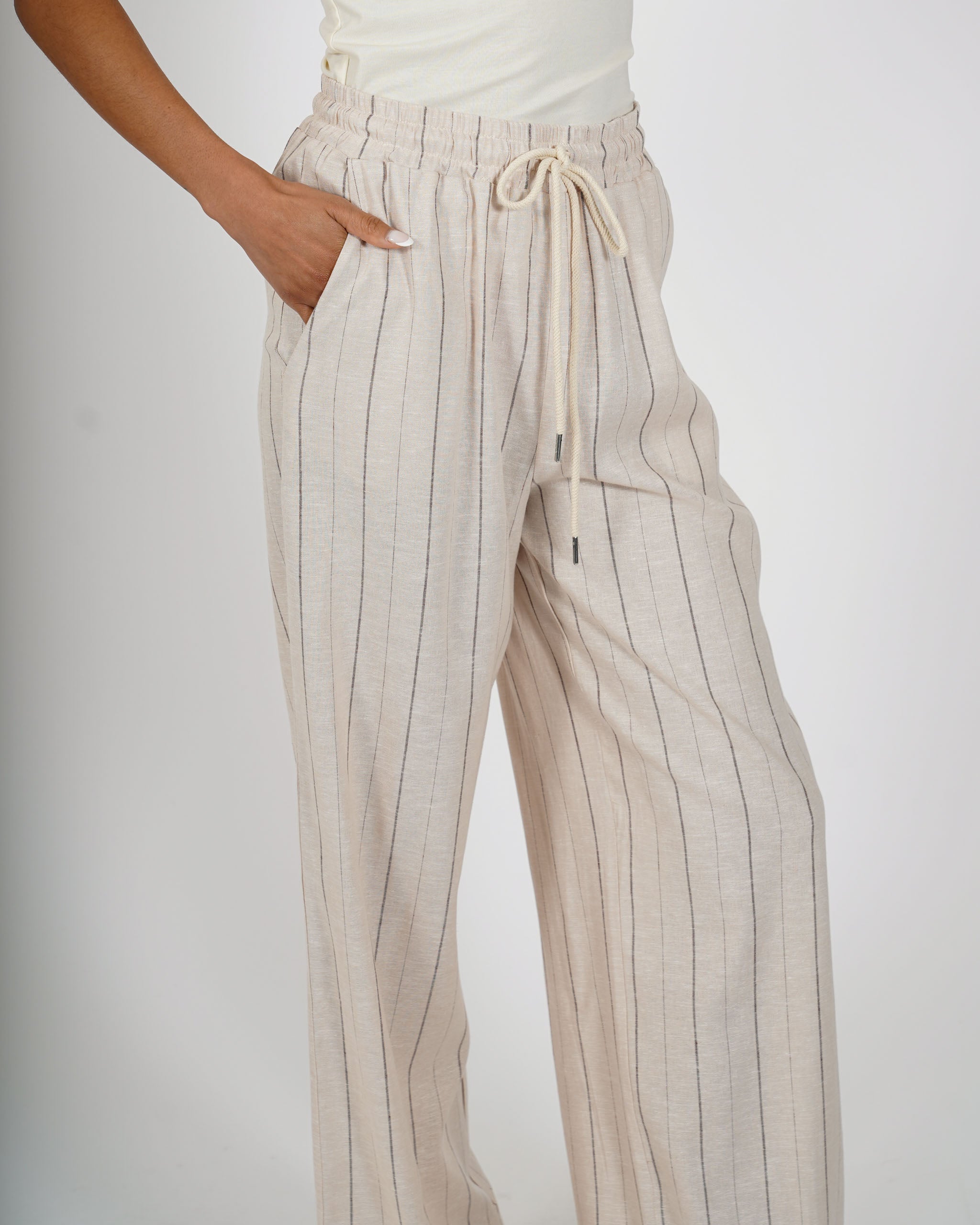 Pantaloni gessati con coulisse in lino - Bastienne