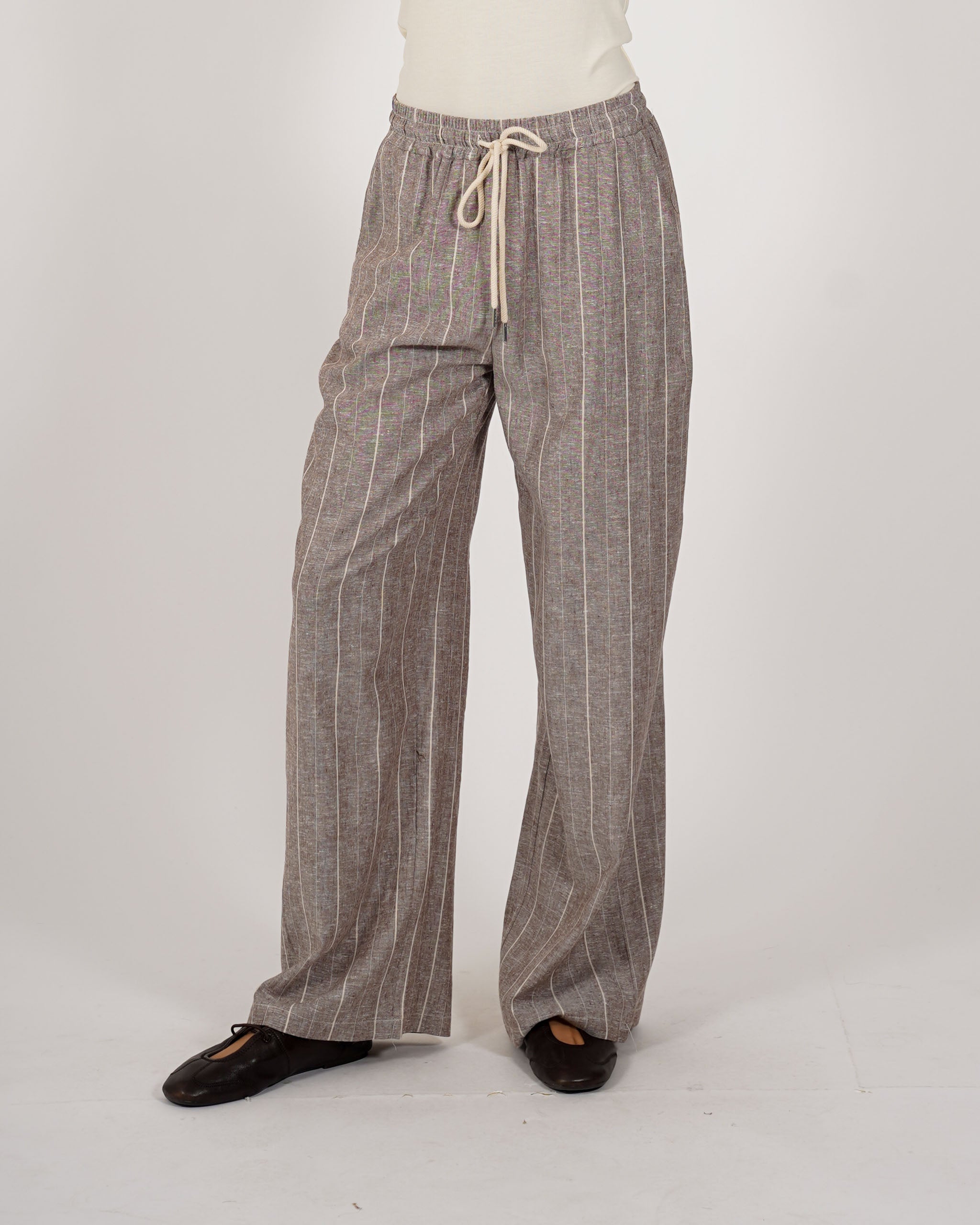 Pantaloni gessati con coulisse in lino - Bastienne