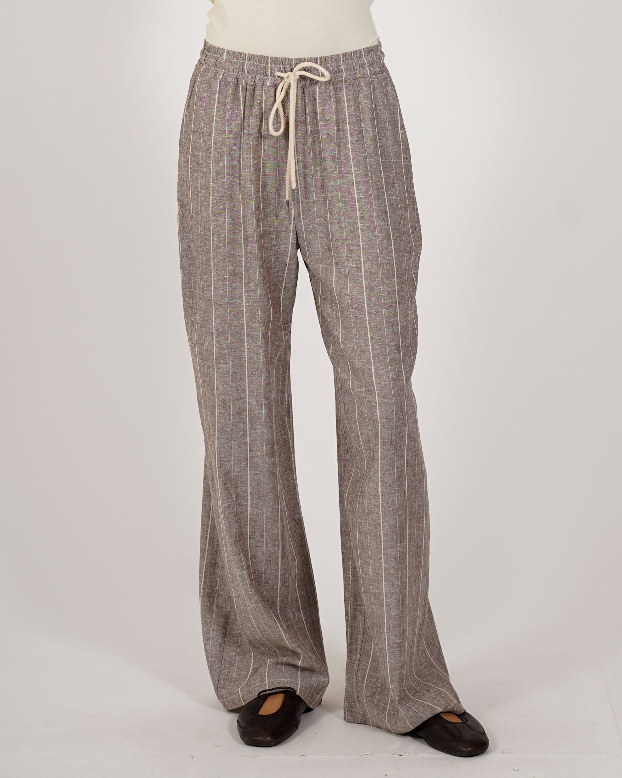 Pantaloni gessati con coulisse in lino - Bastienne