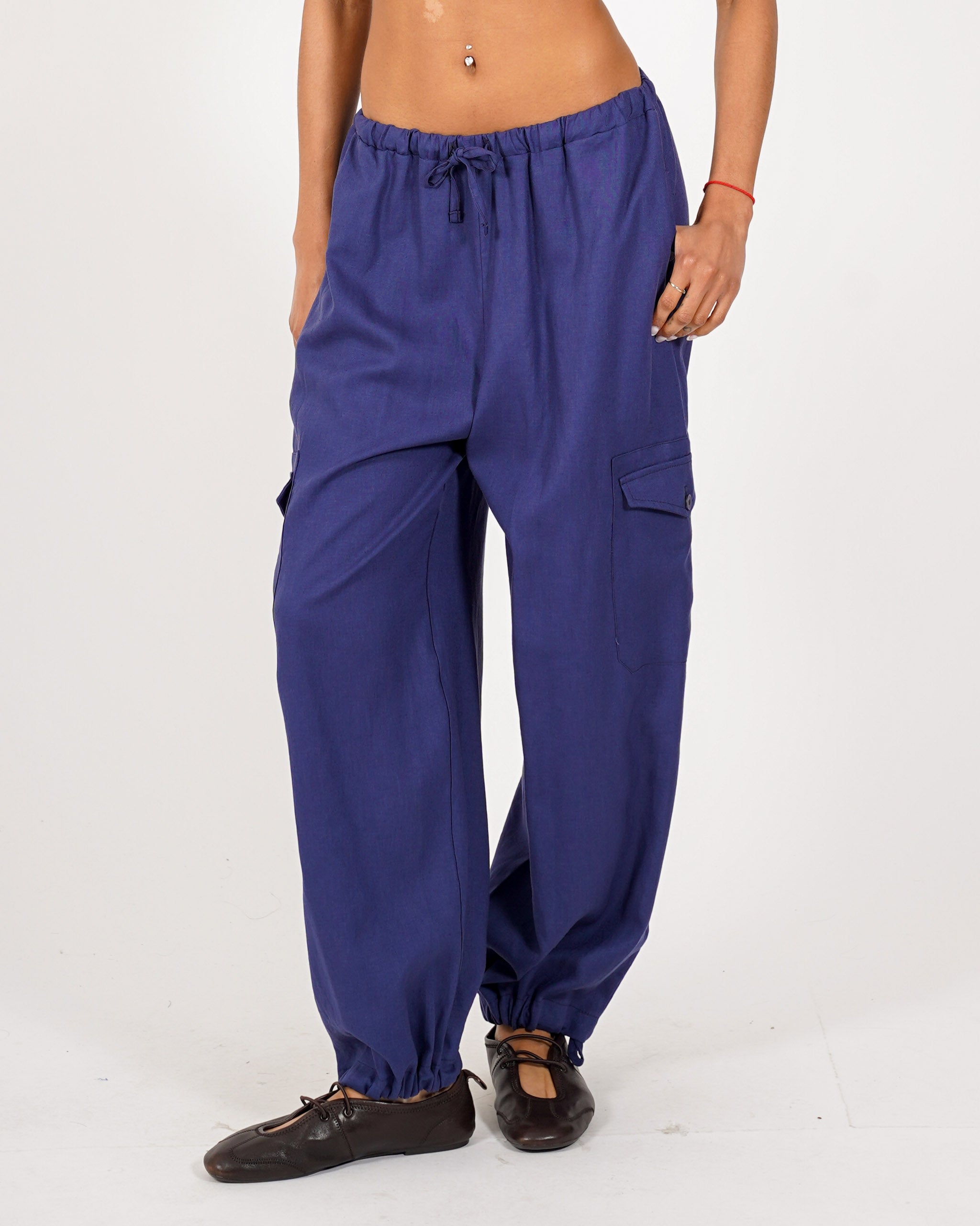 Pantaloni cargo in misto lino - Eleganza
