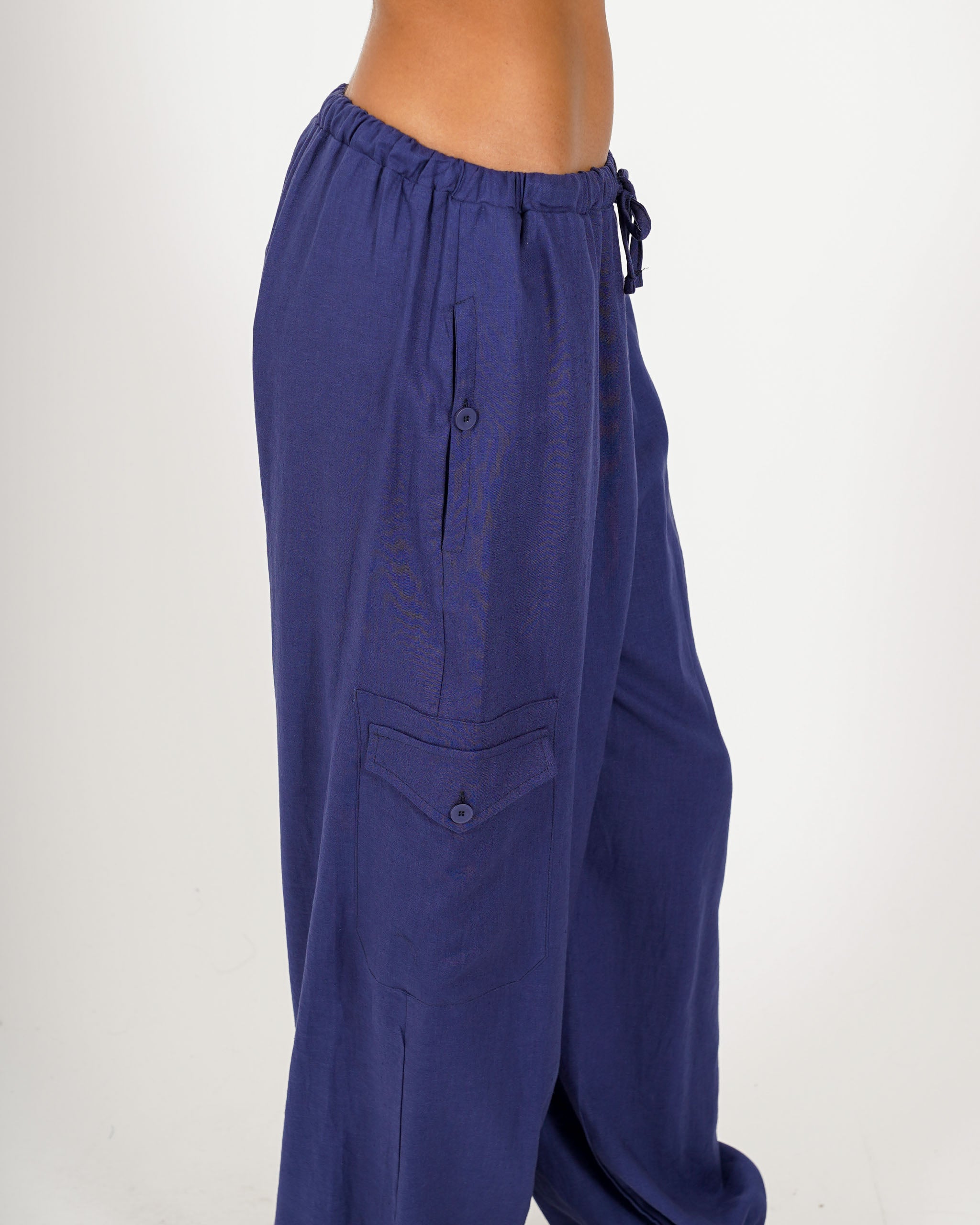 Pantaloni cargo in misto lino - Eleganza