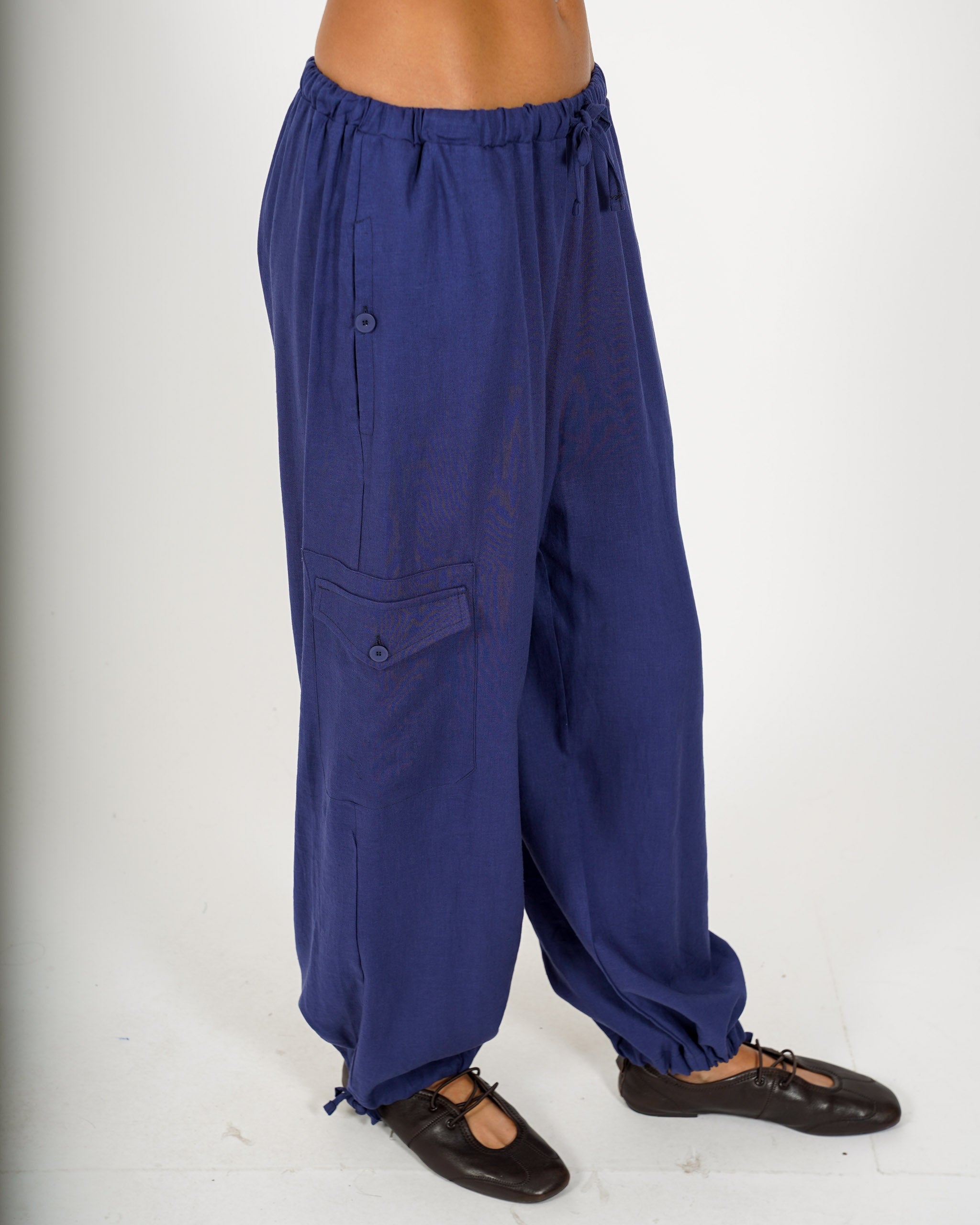 Pantaloni cargo in misto lino - Eleganza