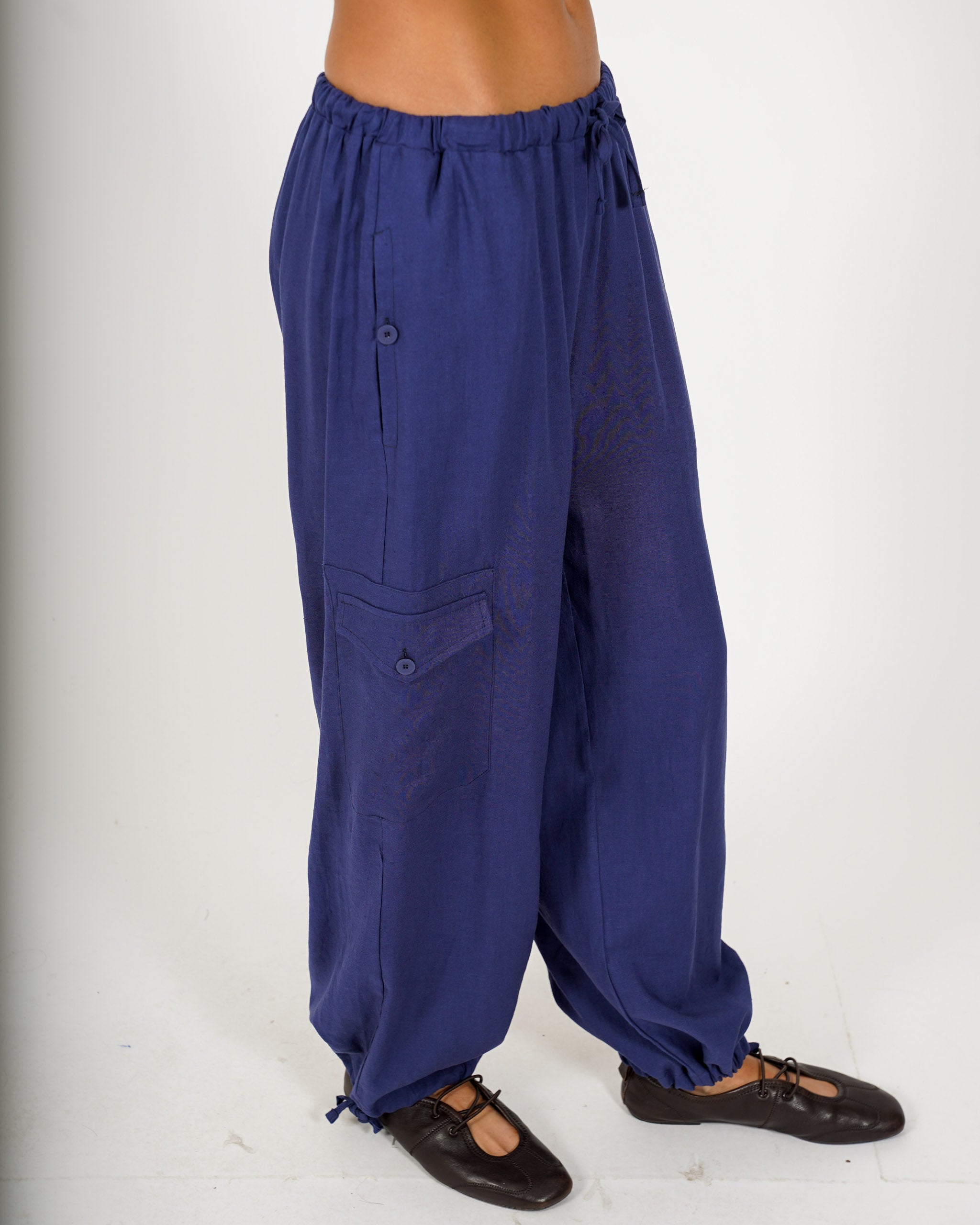 Pantaloni cargo in misto lino - Eleganza