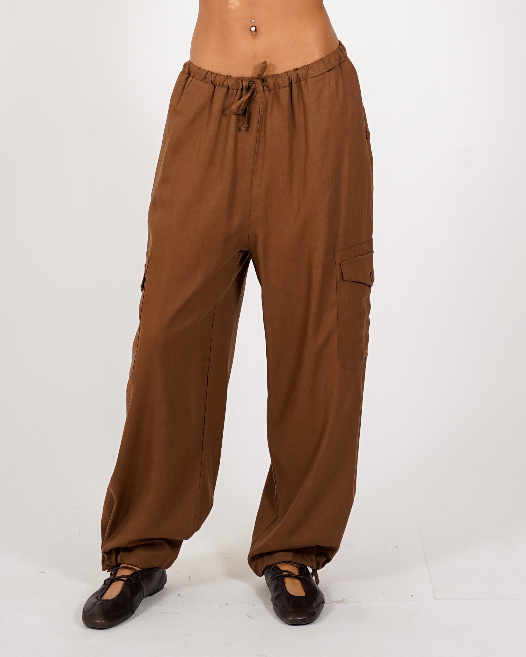 Pantaloni cargo in misto lino - Eleganza