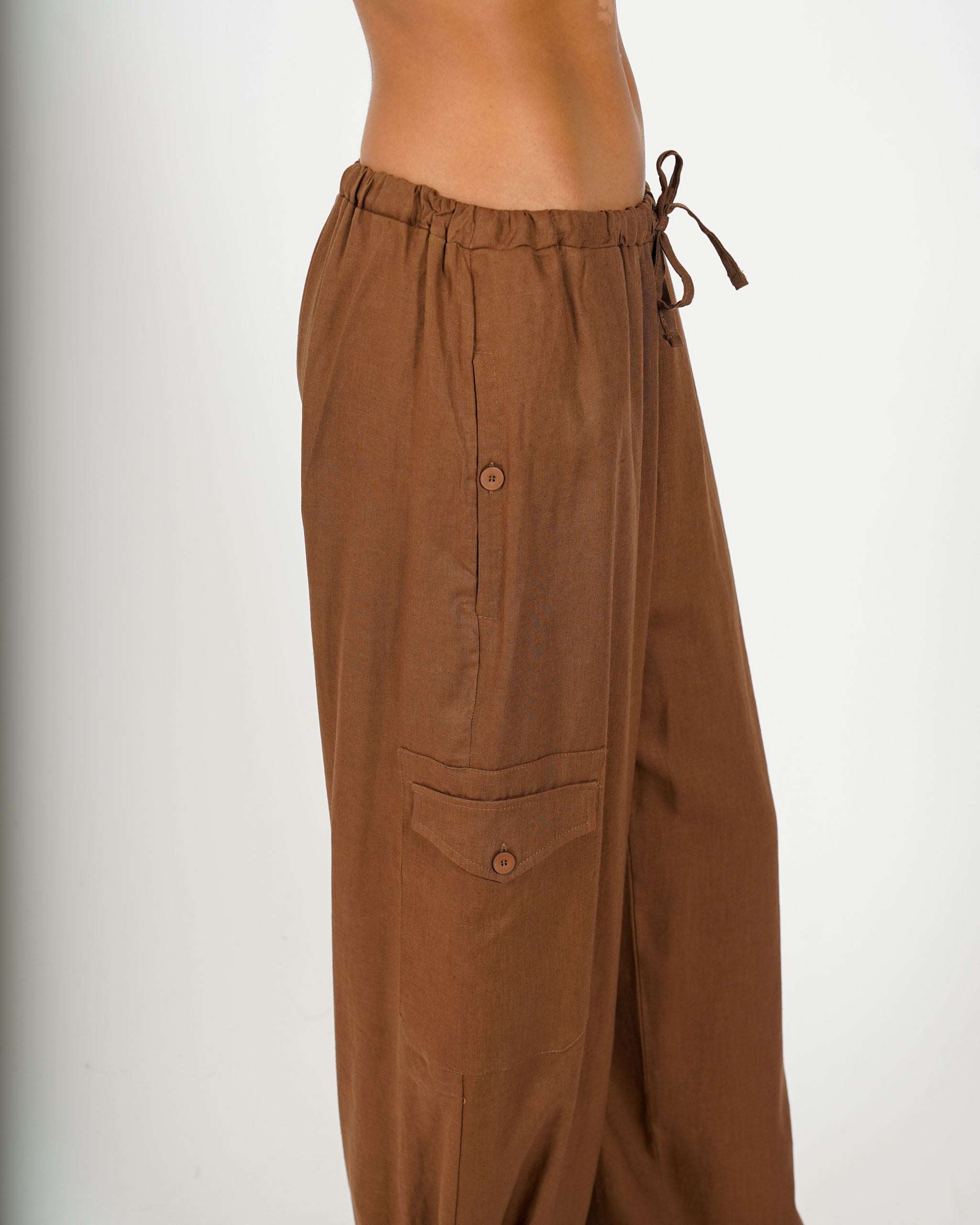 Pantaloni cargo in misto lino - Eleganza