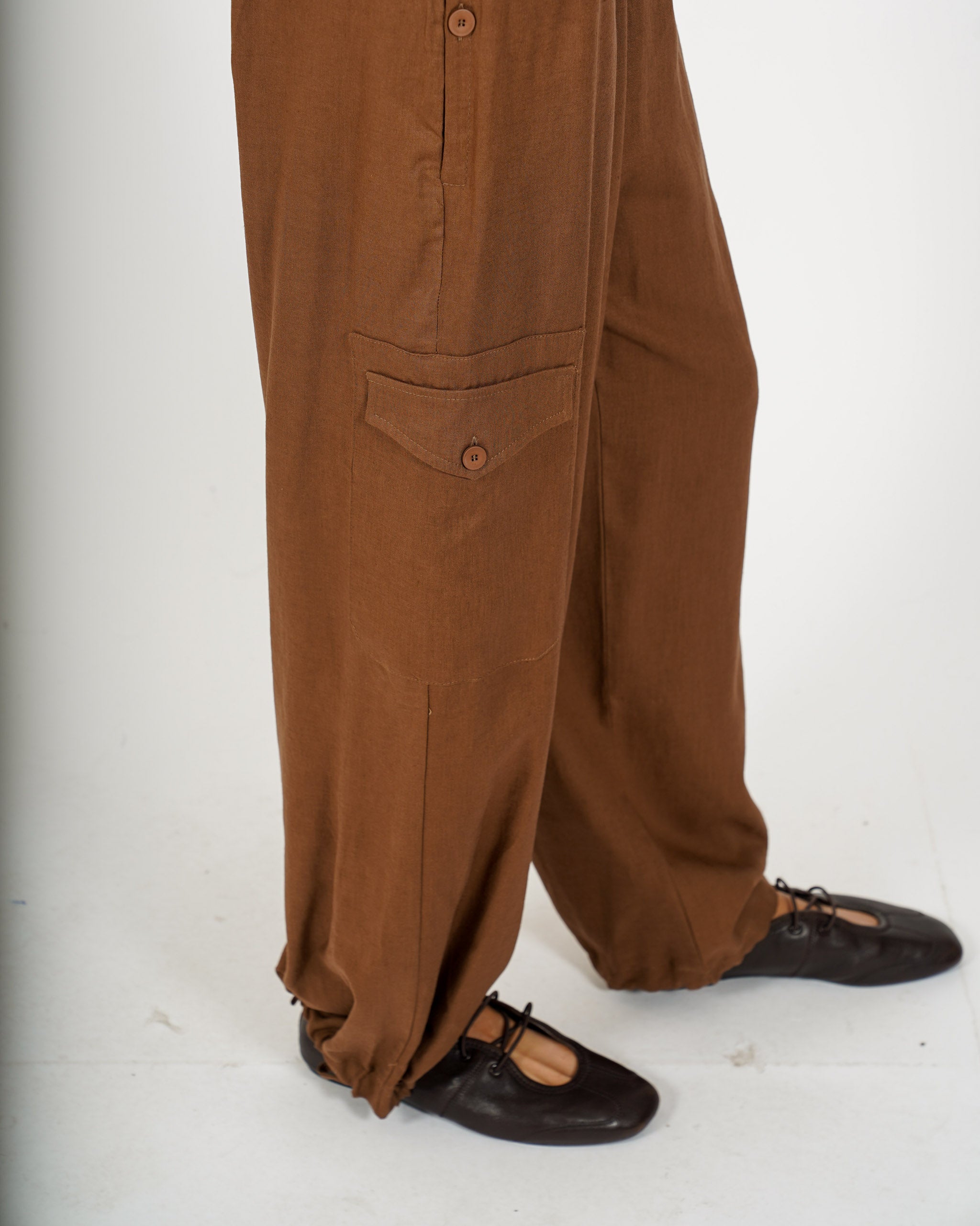 Pantaloni cargo in misto lino - Eleganza