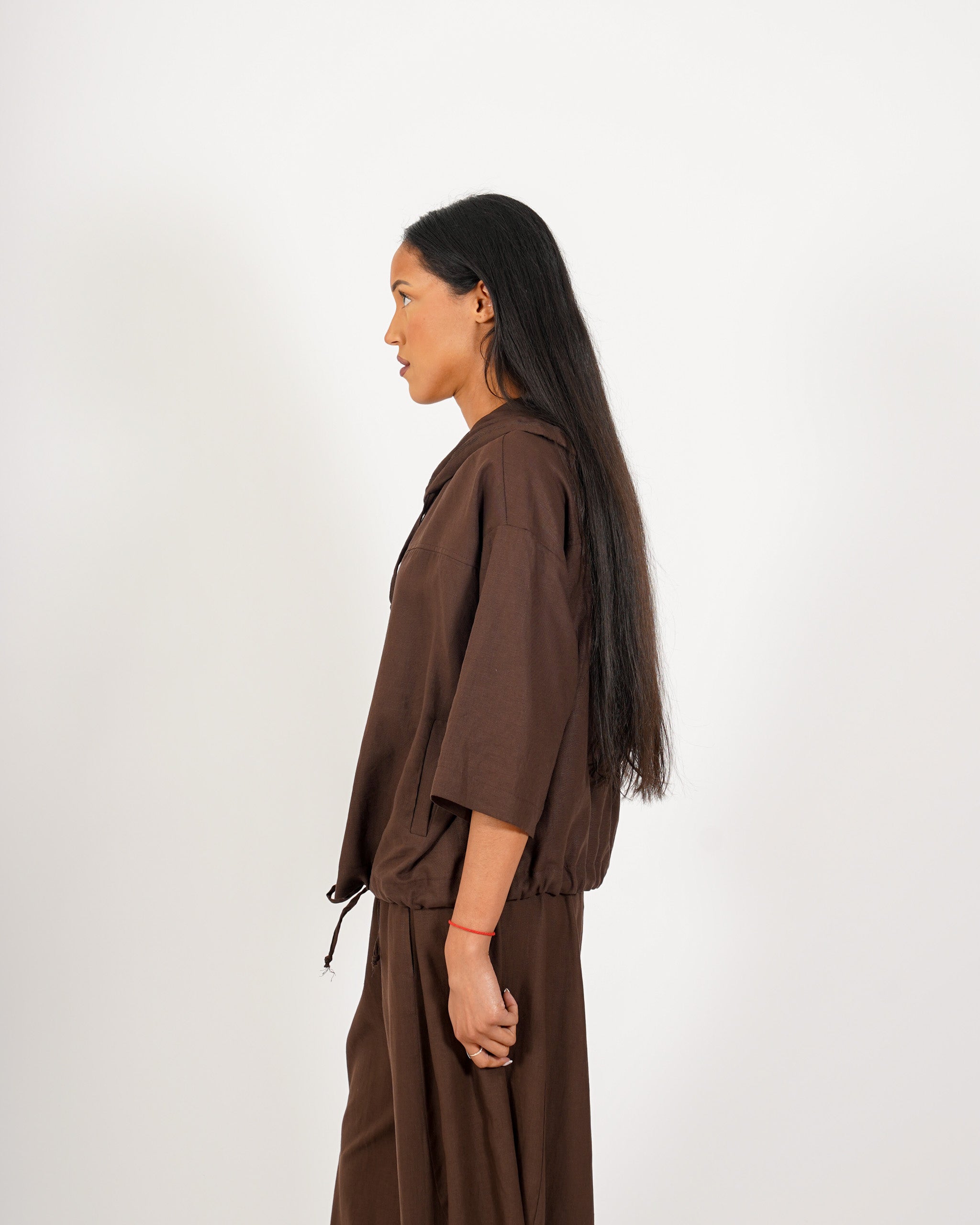 Bomber con cappuccio in lino - Dolcezza