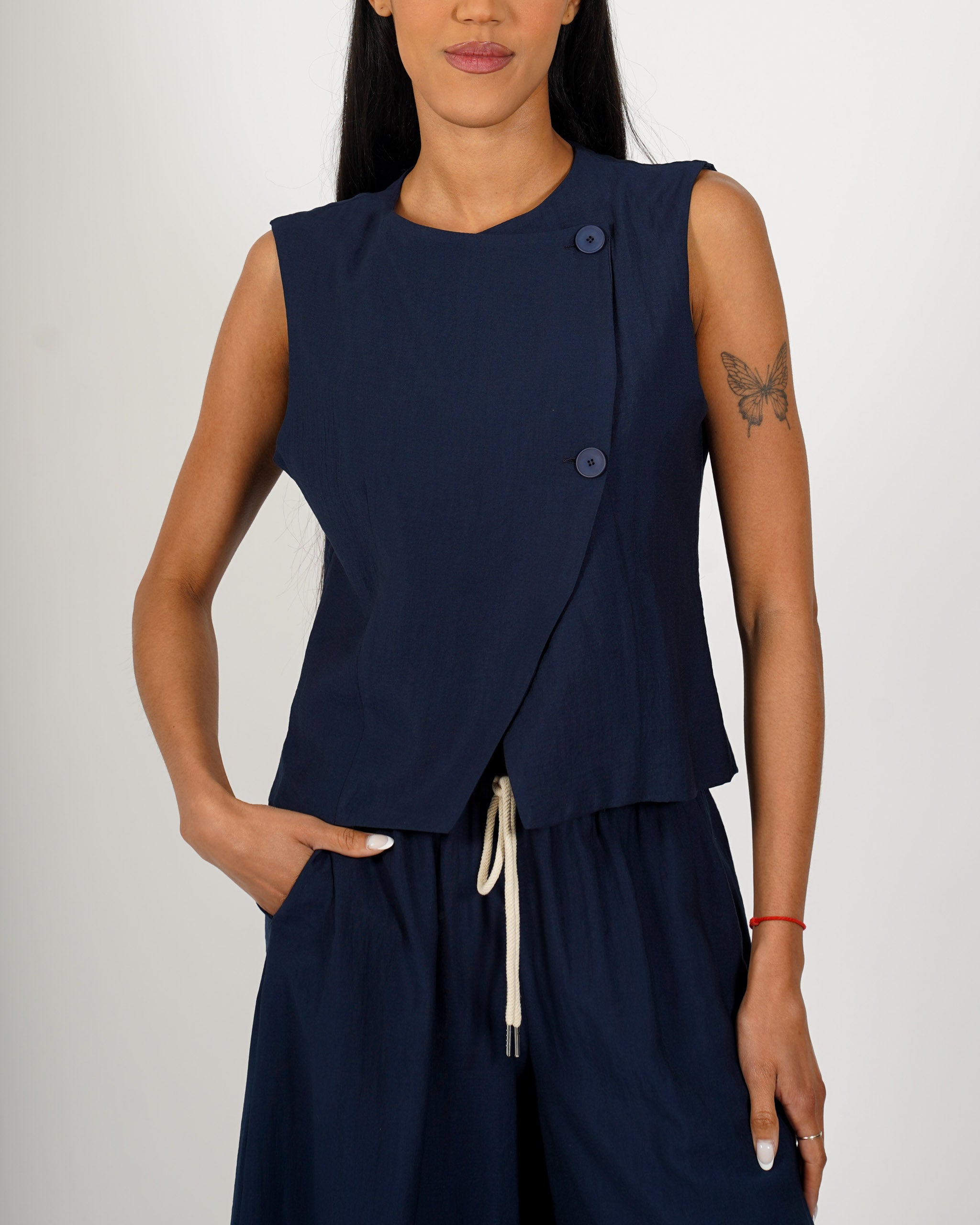 Gilet monopetto con chiusura laterale - Precisa
