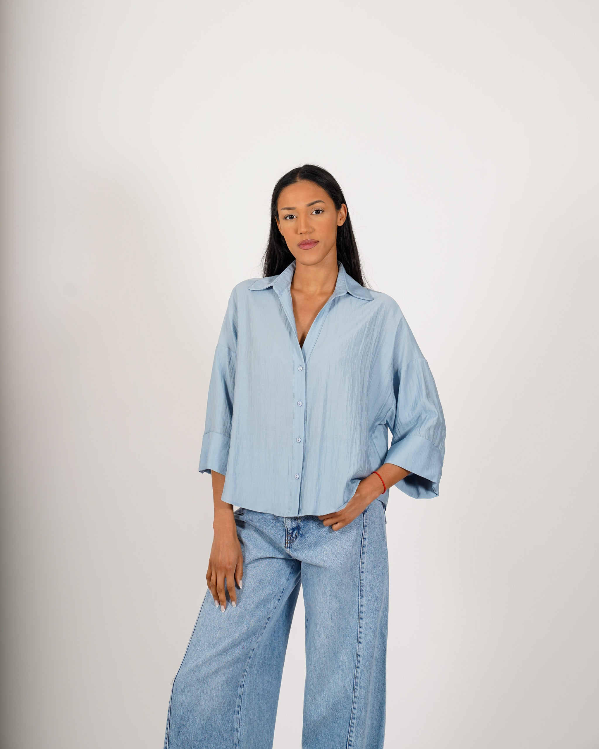 Camicia manica 3/4 in ecofibra - Heather