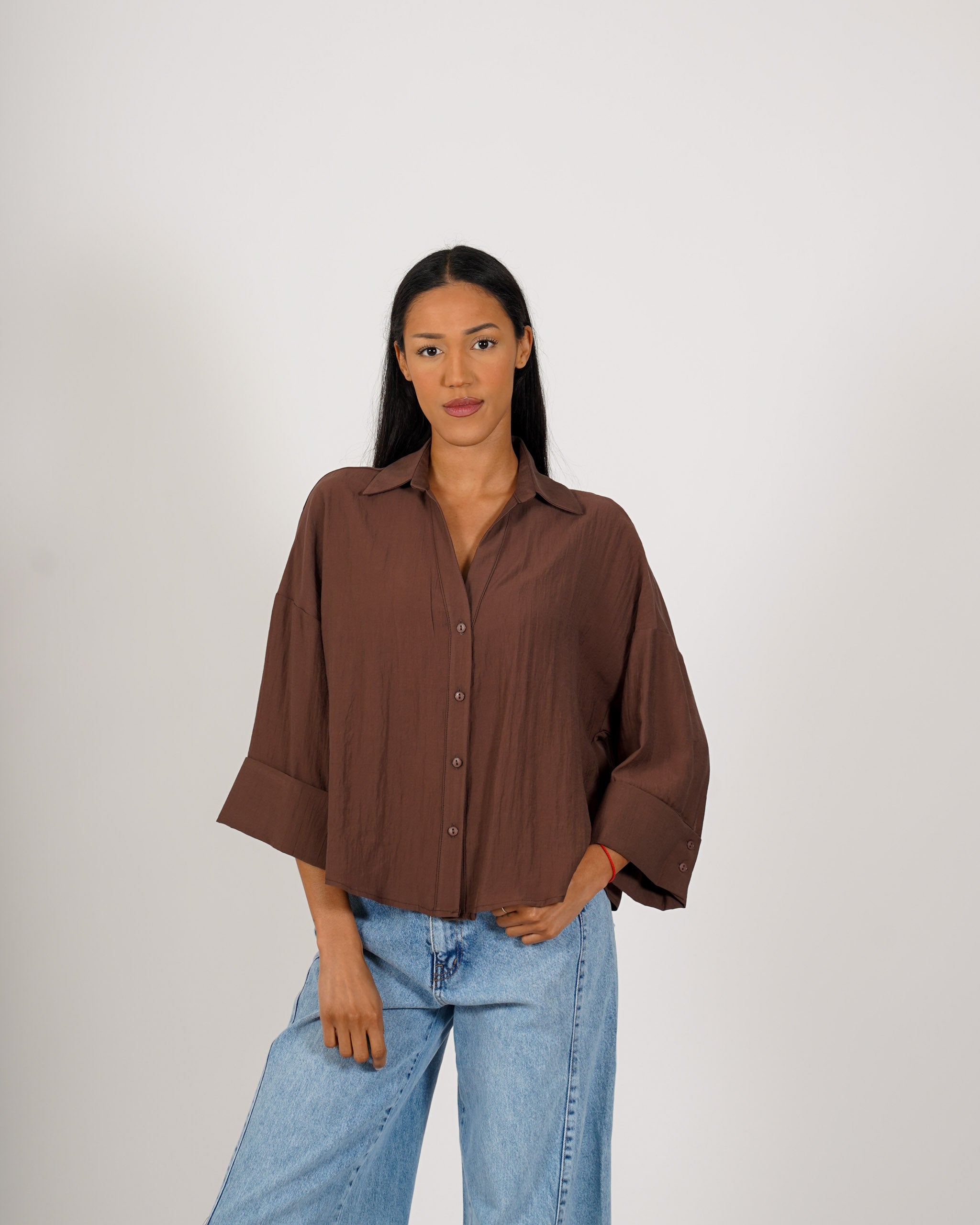 Camicia manica 3/4 in ecofibra - Heather